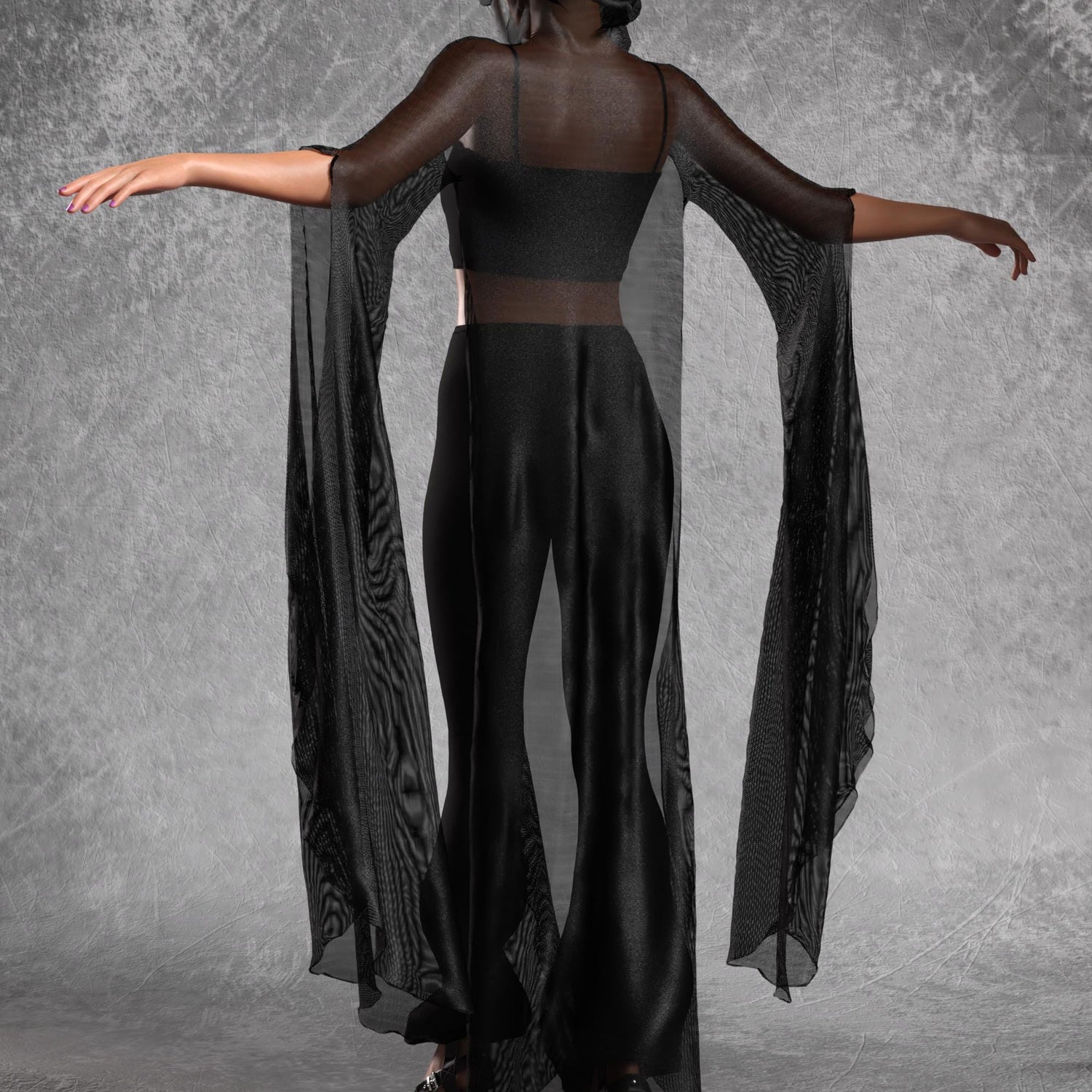 Women Just Black Mantle Set