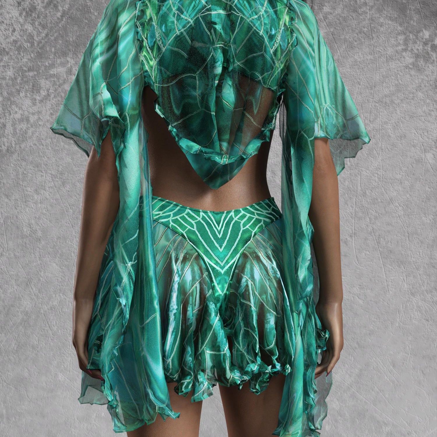 Women Celestial Emerald Fairy Hooded Dress