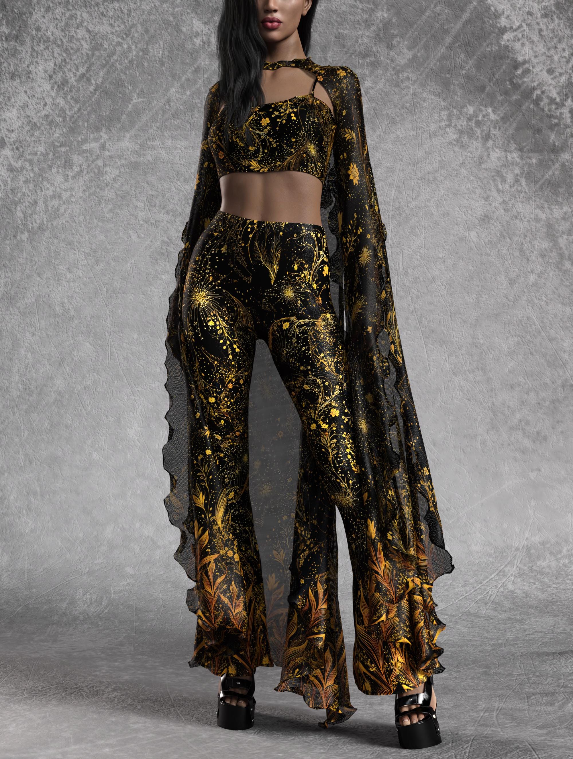 Wild Gold Mantle Set Mesh, Lycra