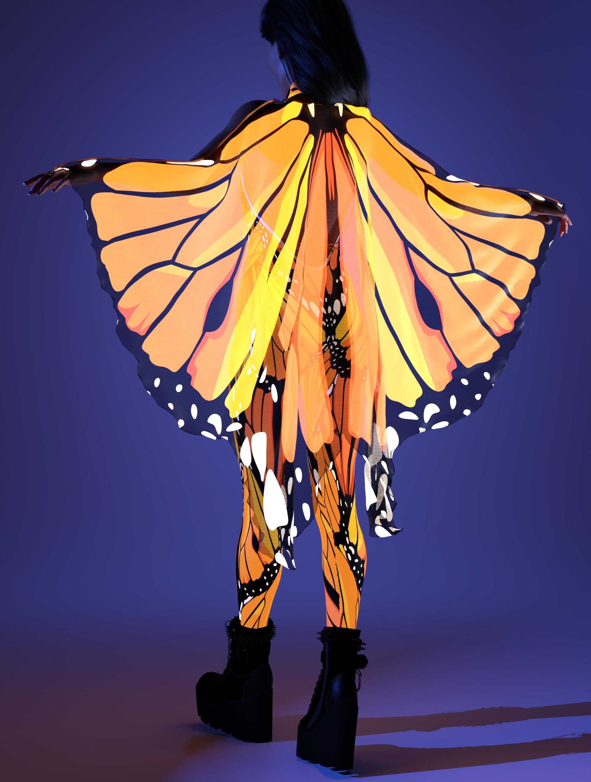 Fly Away Mesh Butterfly Wings UV Reactive, Mesh