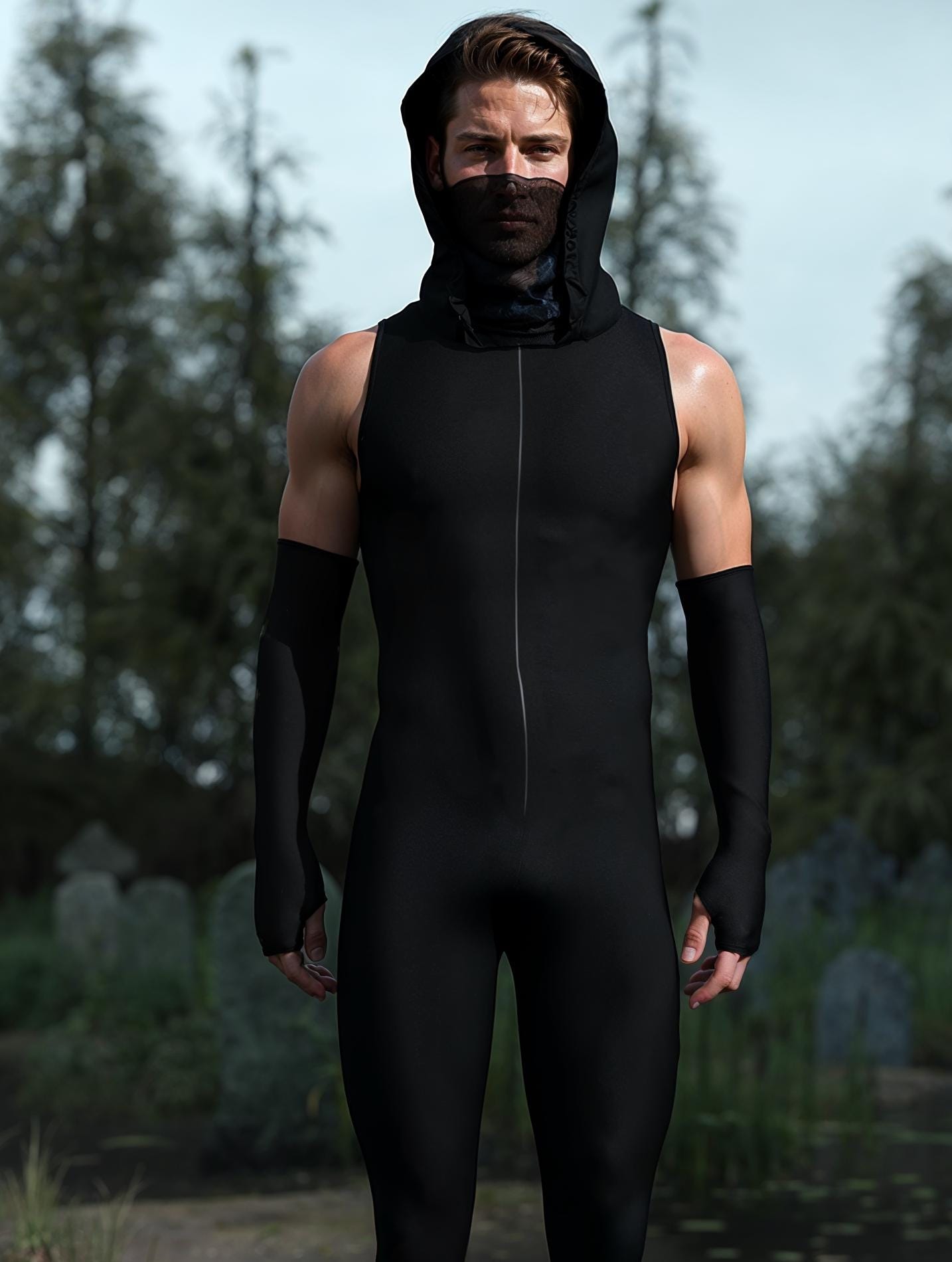 Just Black Male Hooded Costume 1