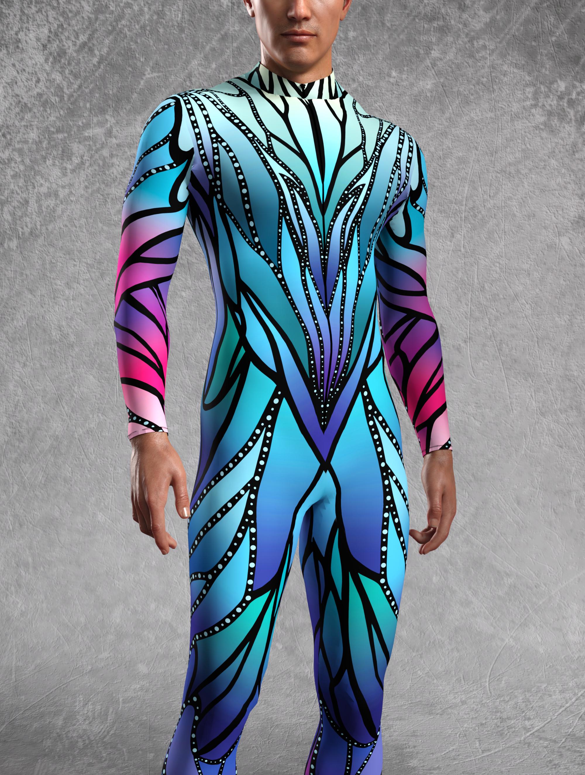 Azure Elemental Male Costume UV Reactive, Lycra