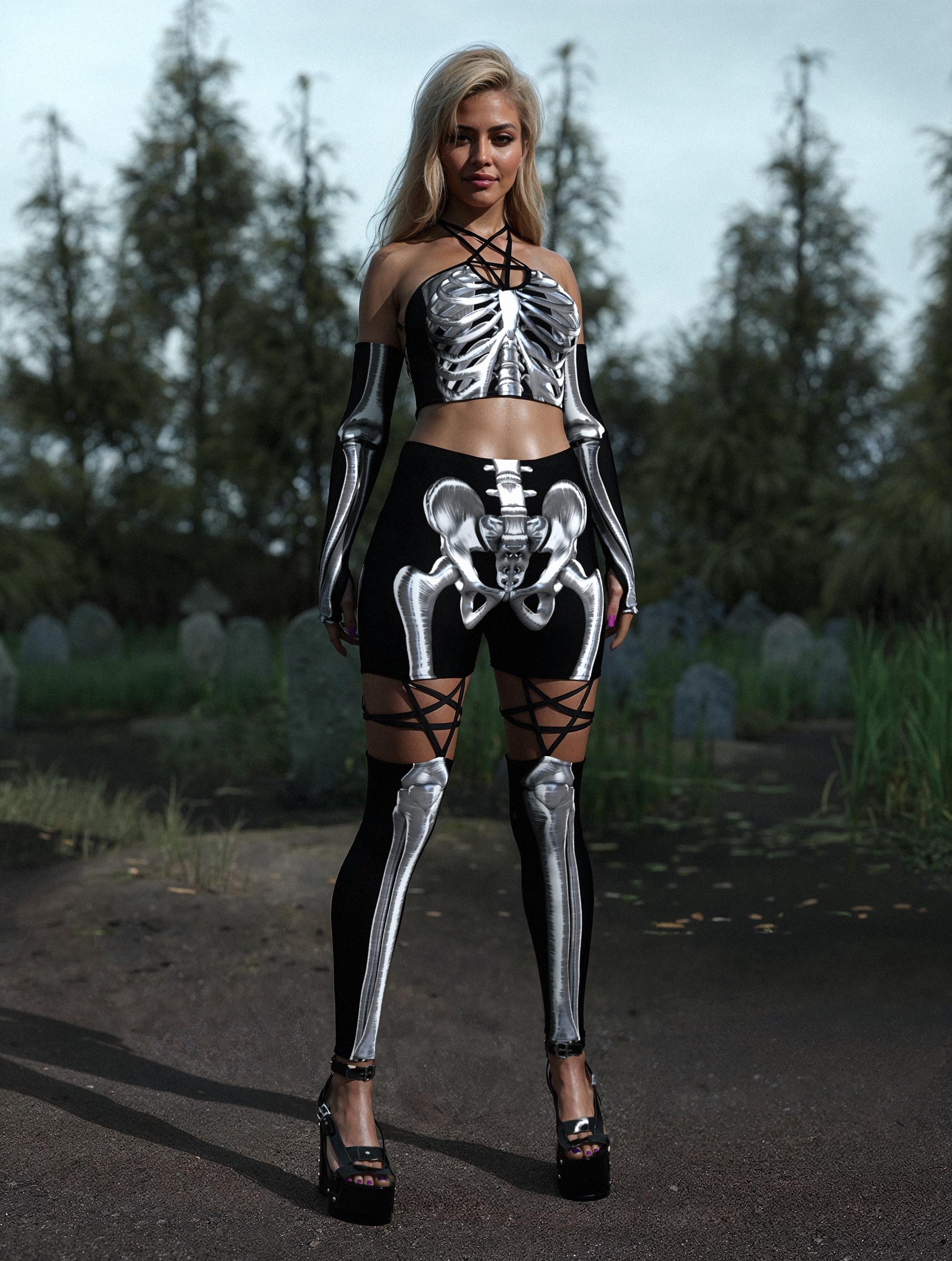 Silver Candy Skeleton Pentagram Top 2
