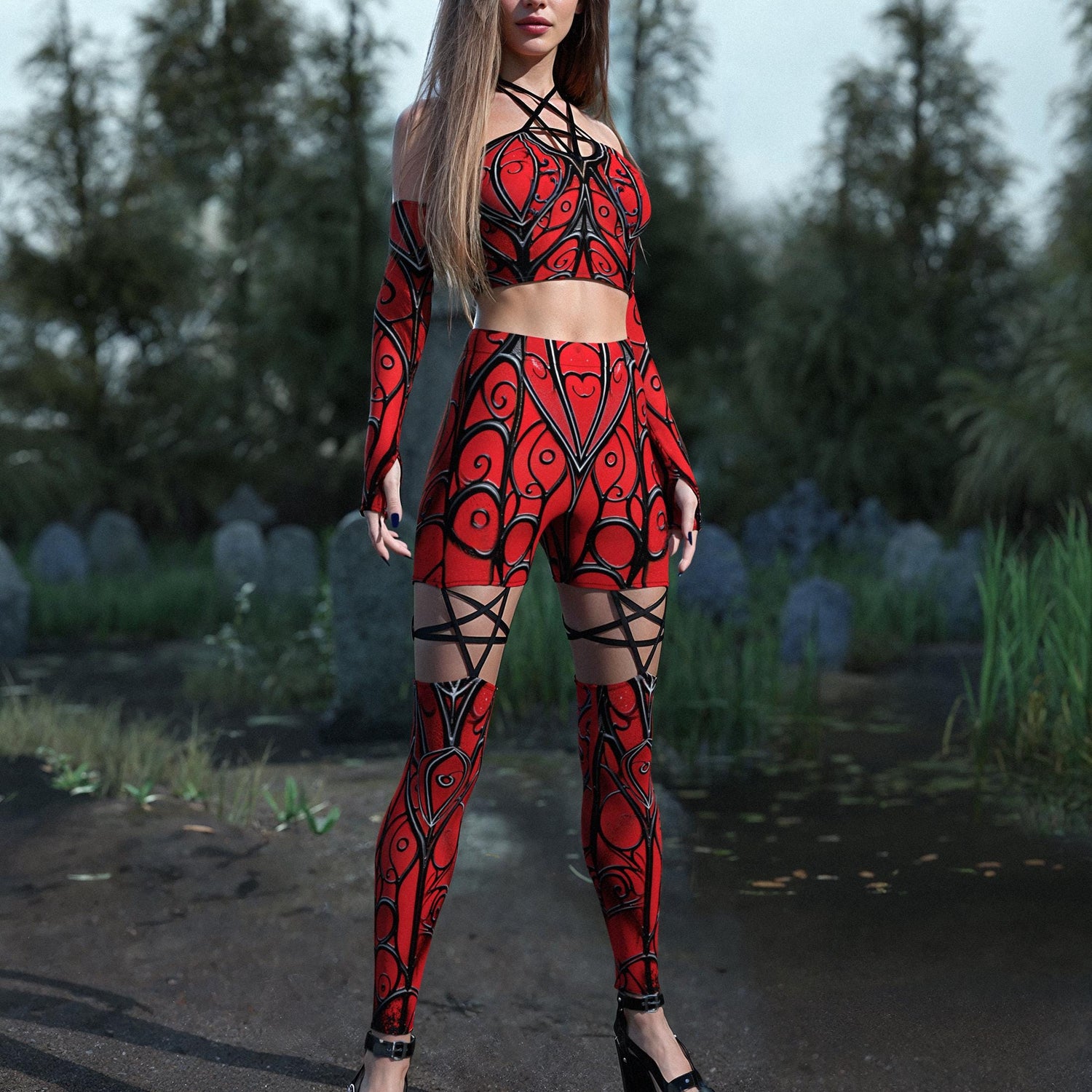 Midnight Altar Pentagram Set Red