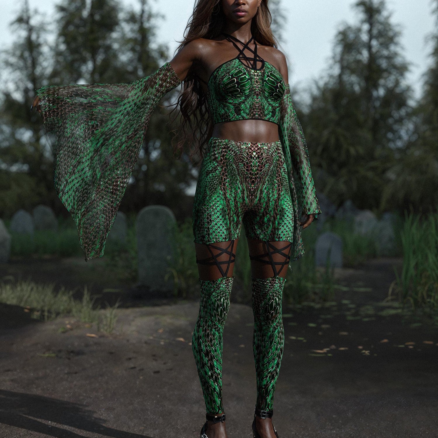 Intertwine Green Pentagram Top 3