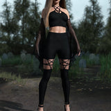 Just Black Mesh Bell Sleeves