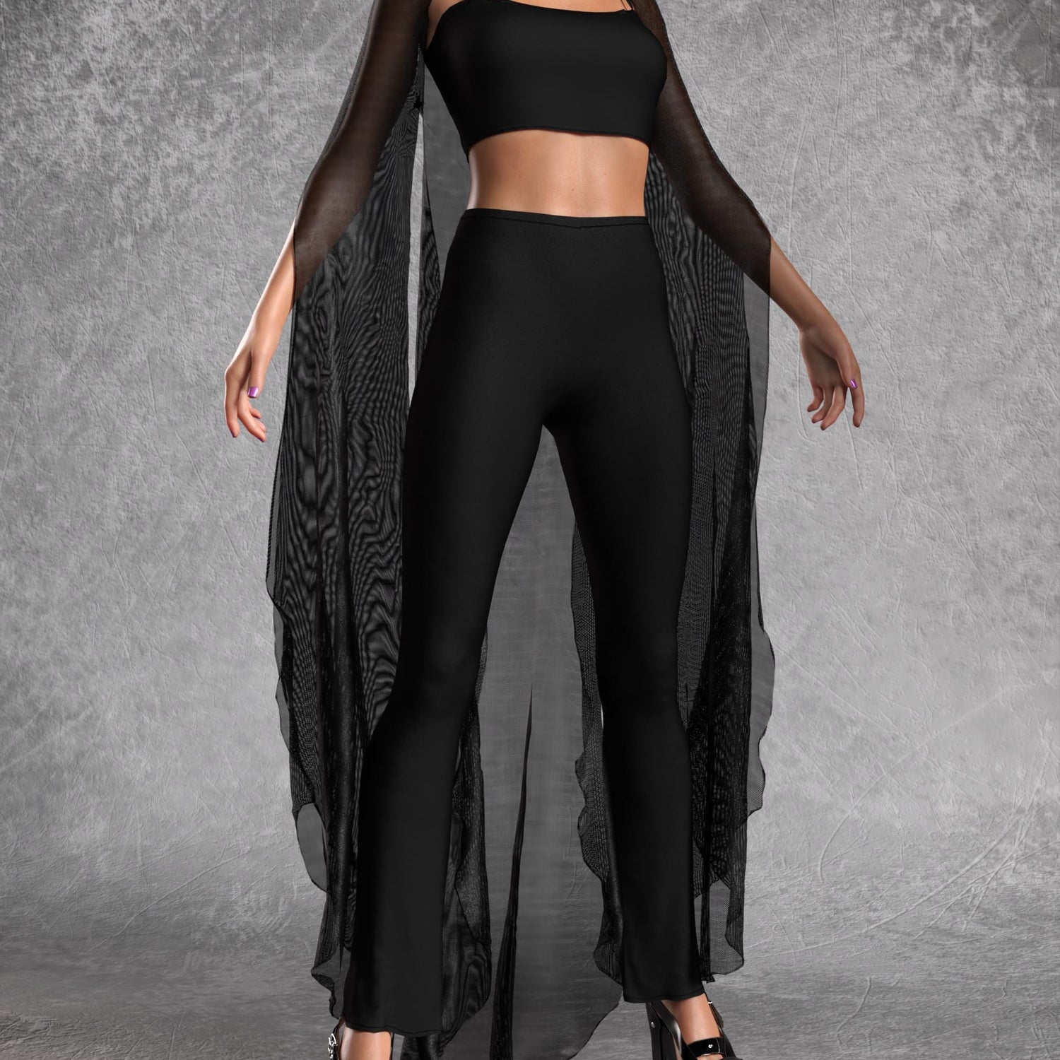 Just Black Mantle Set Mesh, Lycra