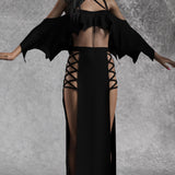 Just Black Cross Duster Skirt