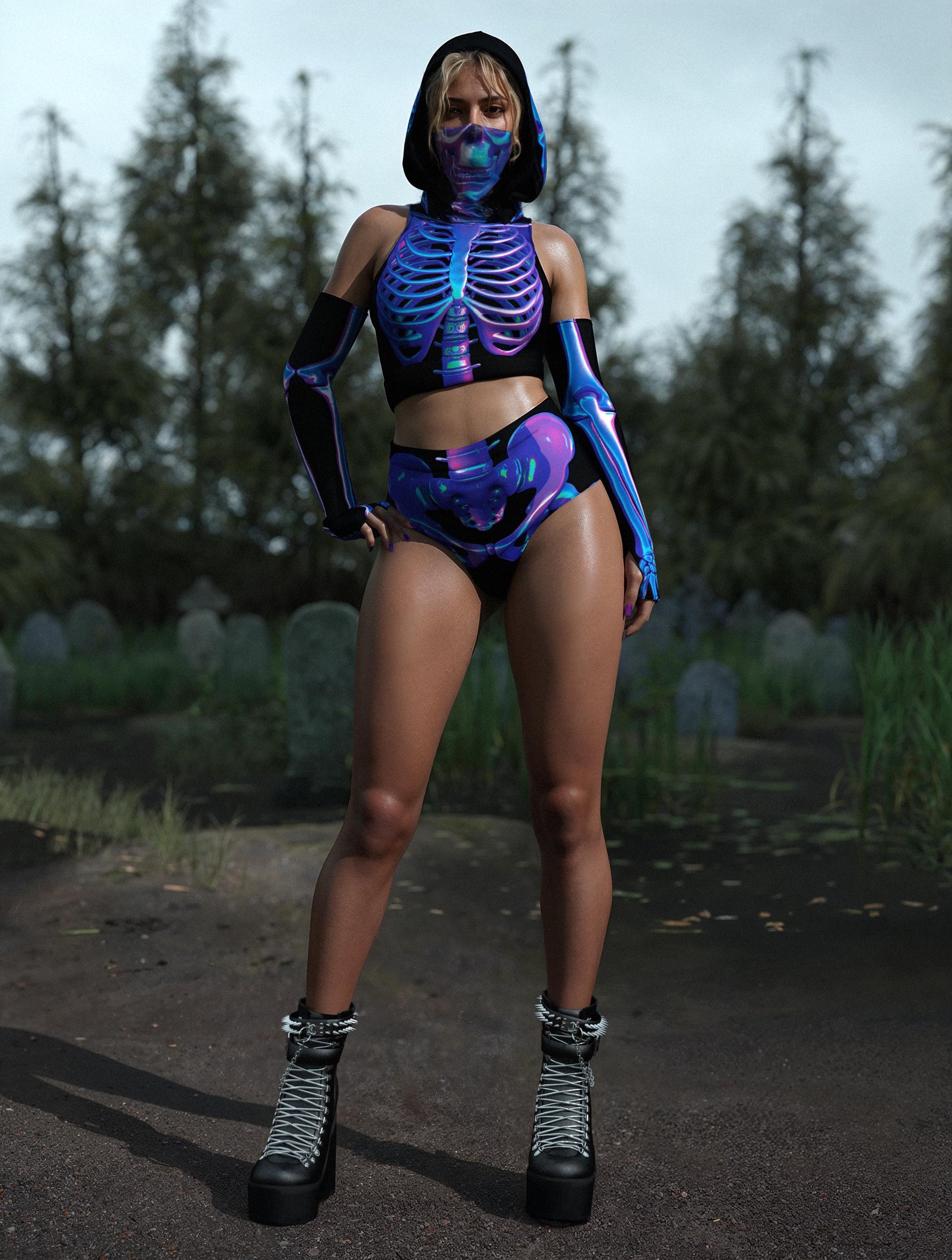 Shifty Skeleton Hooded Rave Set 2