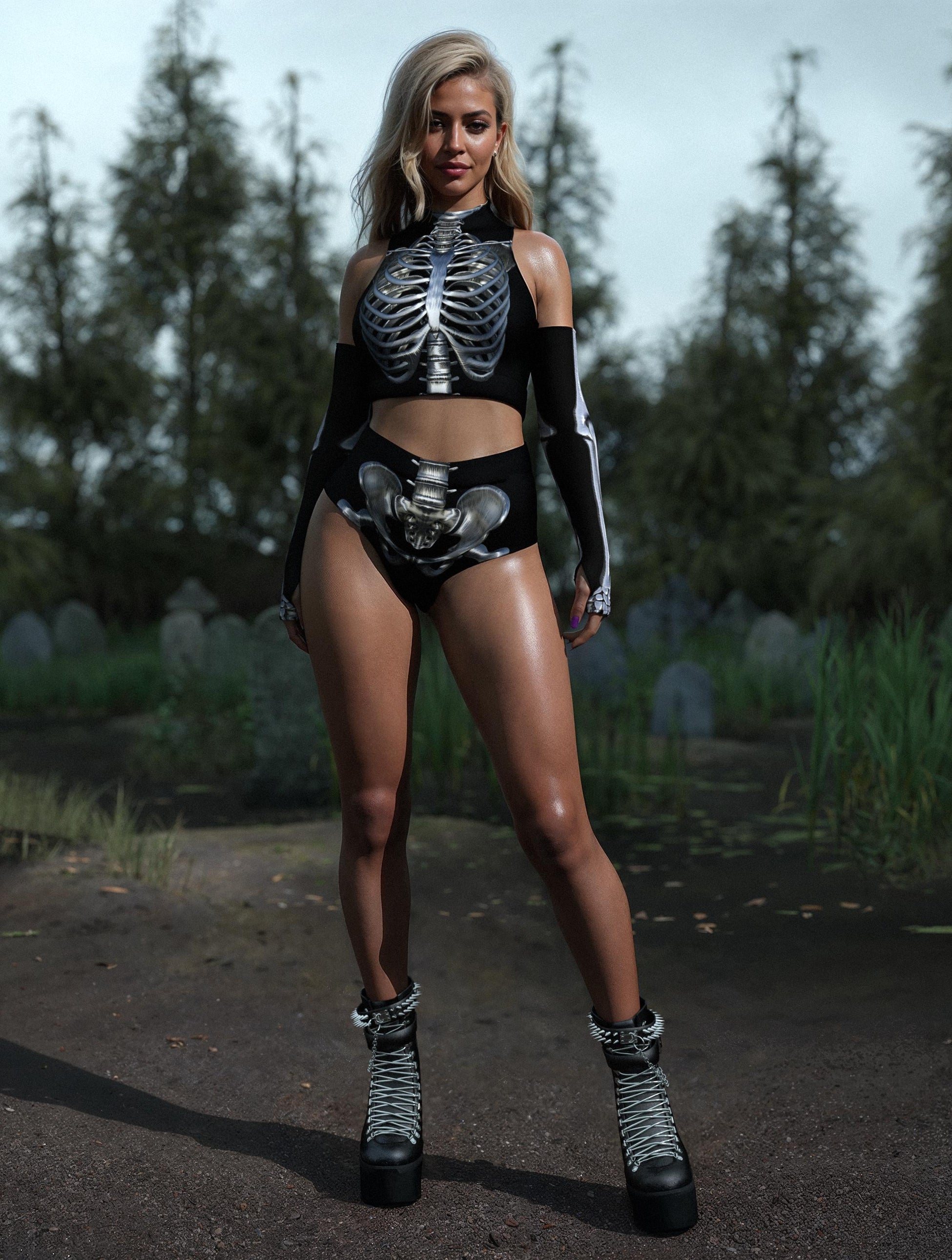 Silver Candy Skeleton Hooded Rave Set 2