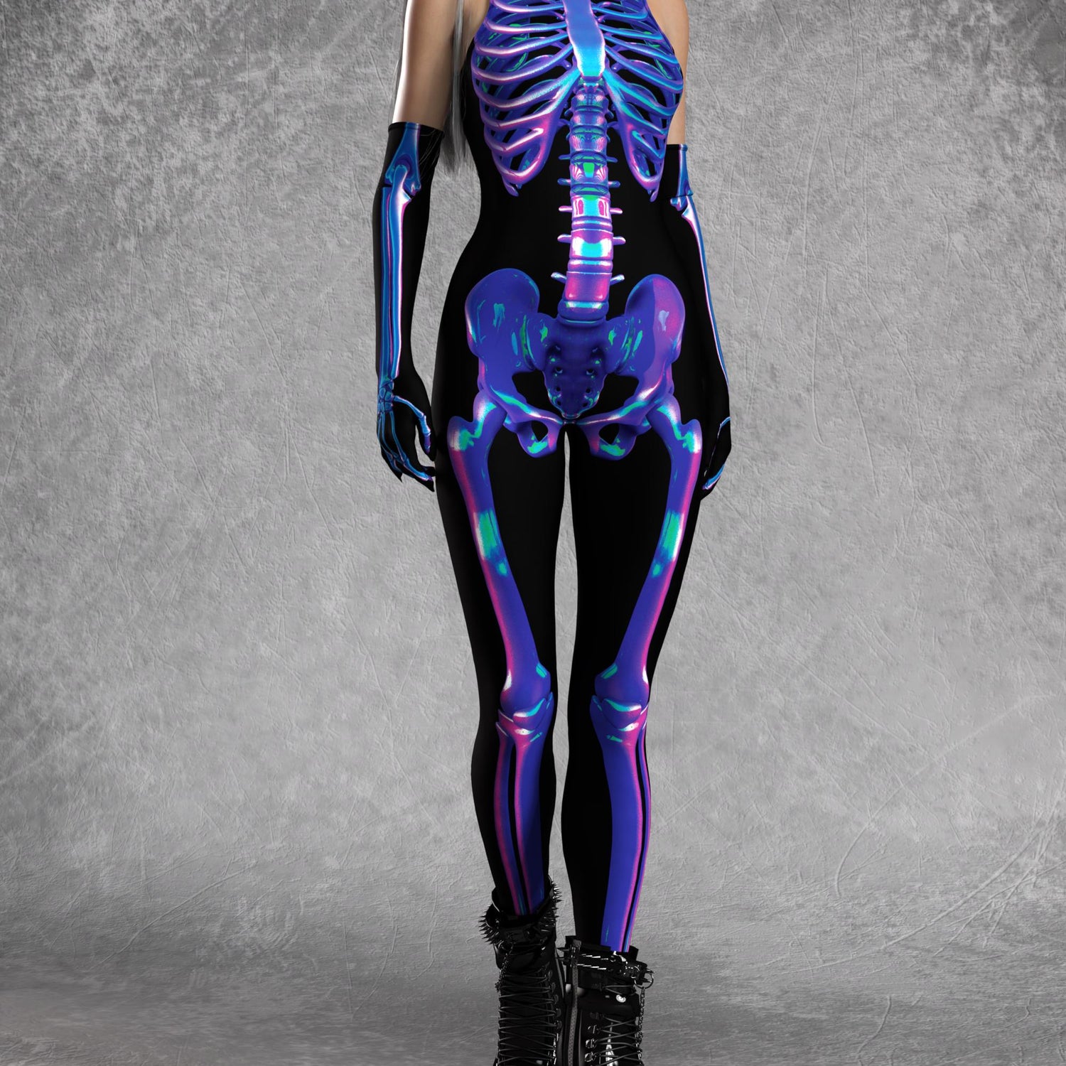 Shifty Skeleton Bare Back Catsuit Lycra