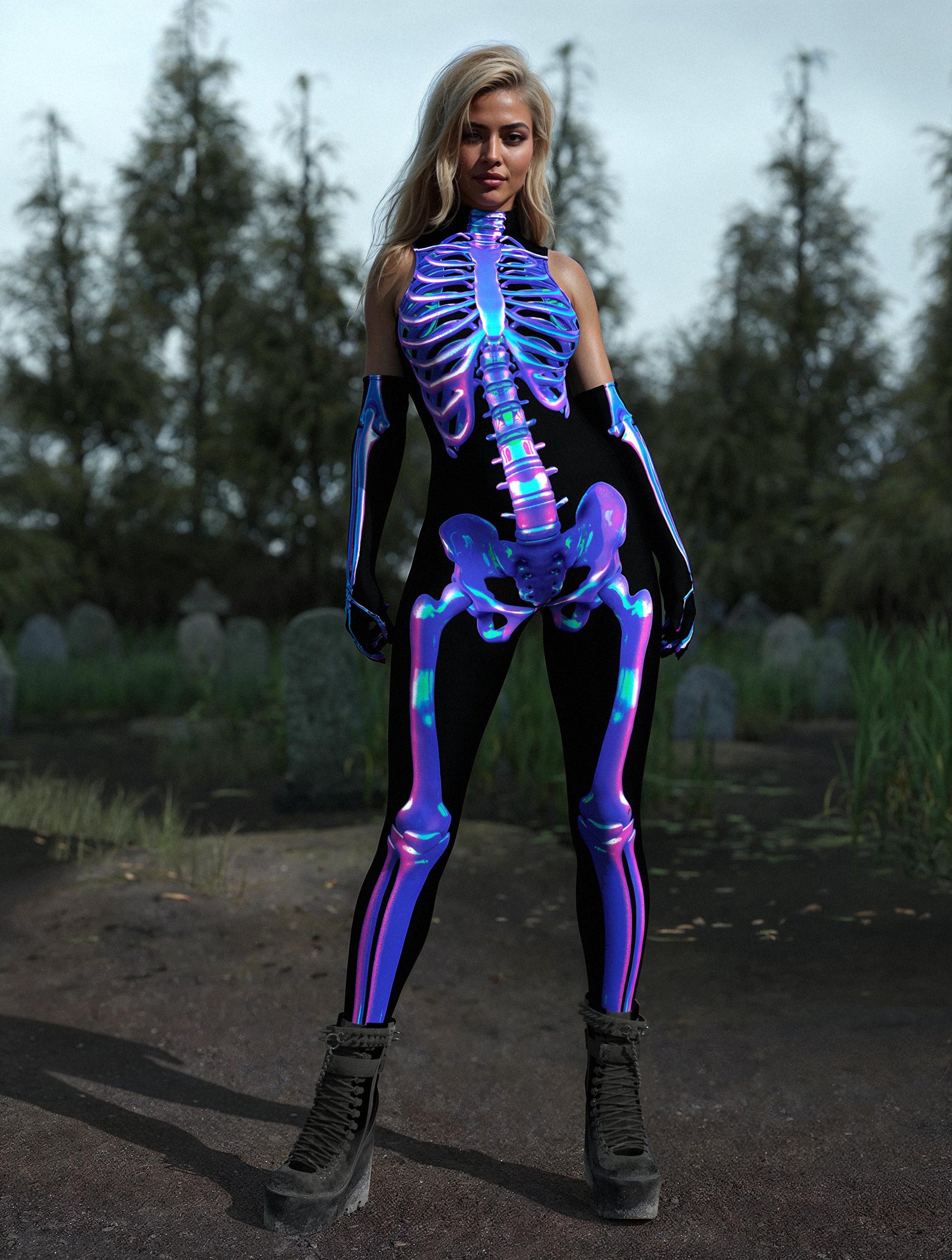 Shifty Skeleton Bare Back Catsuit 2