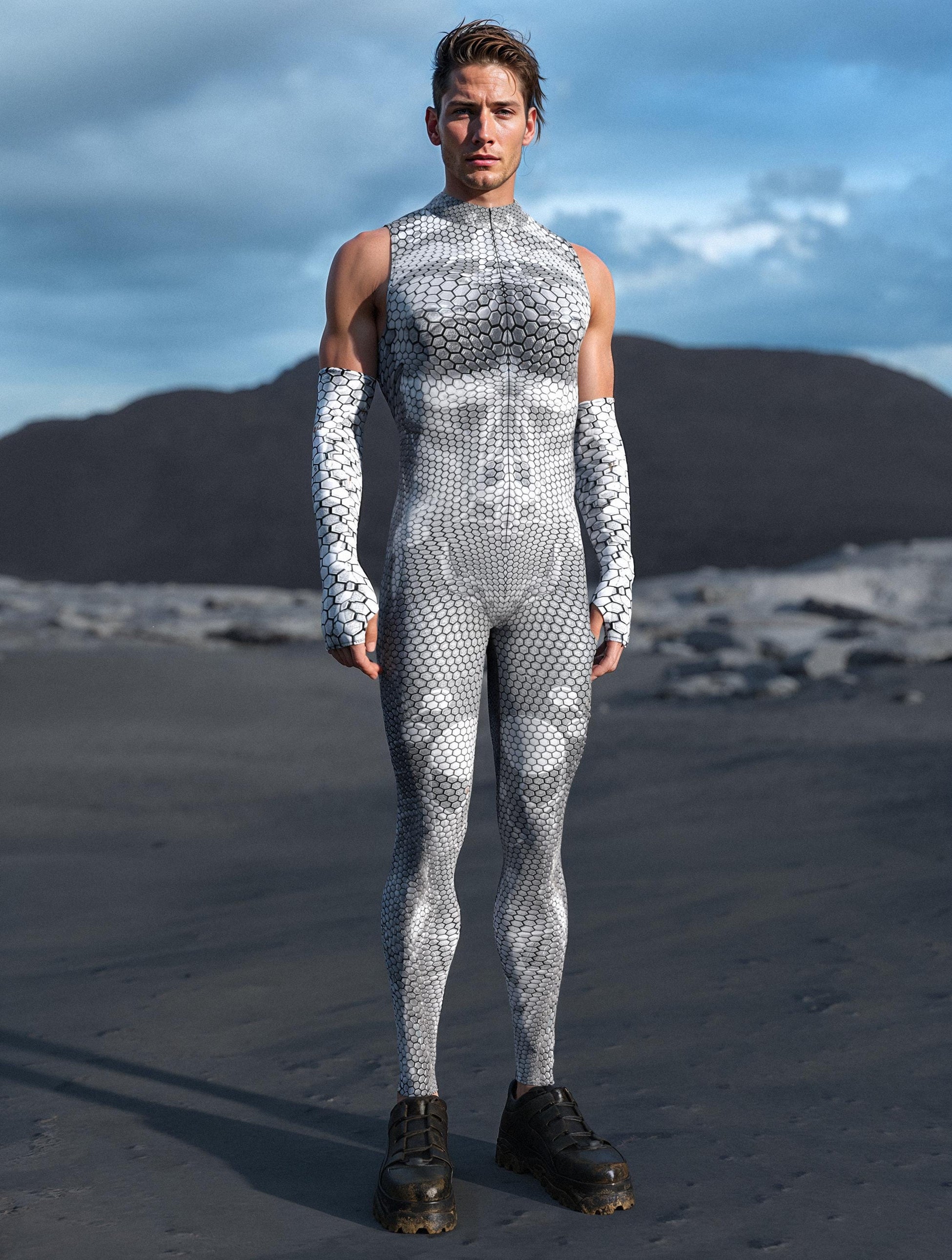 Myriad Walker Silver Male Sleeveless Costume 2