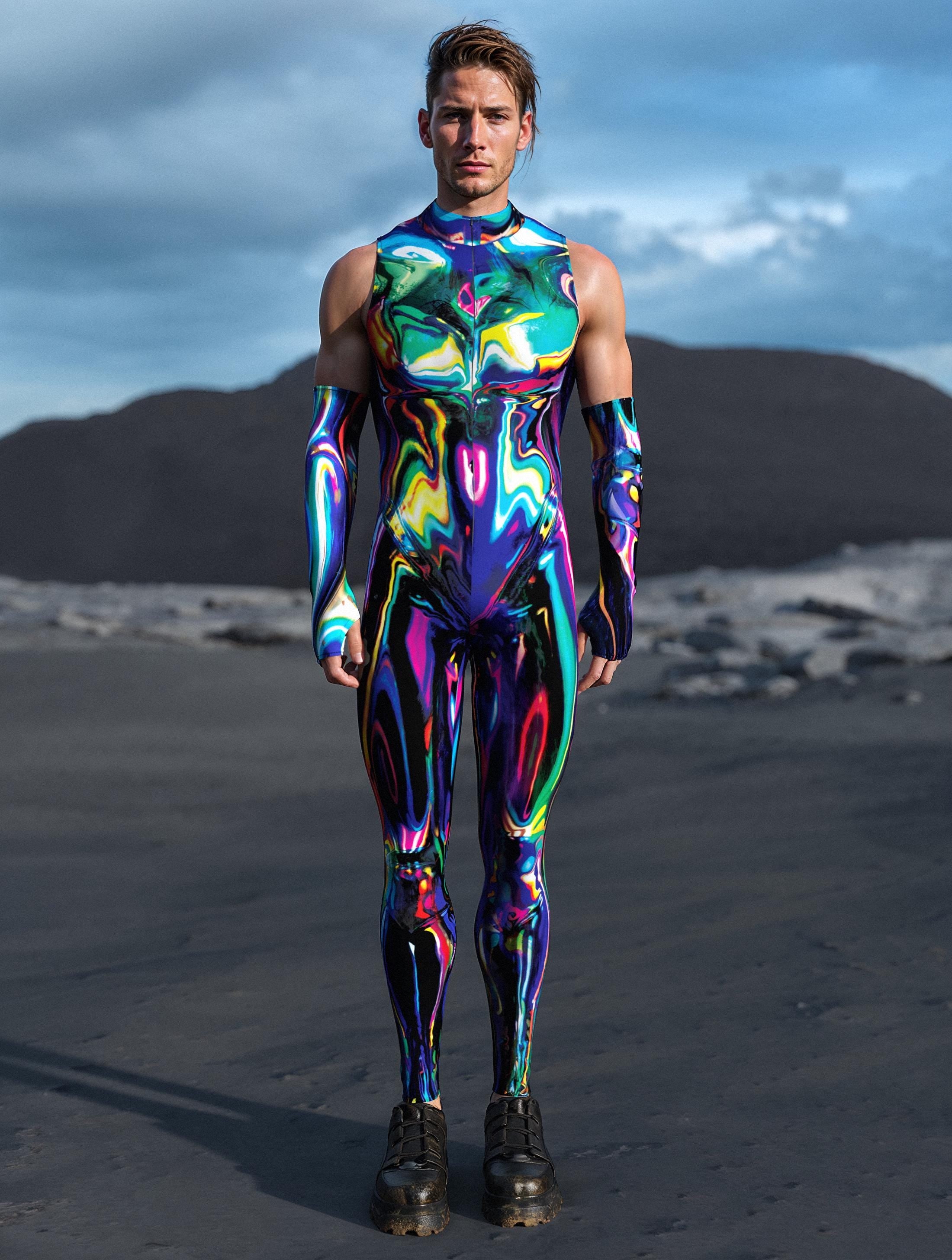 Chrome Delight Male Sleeveless Costume Blue