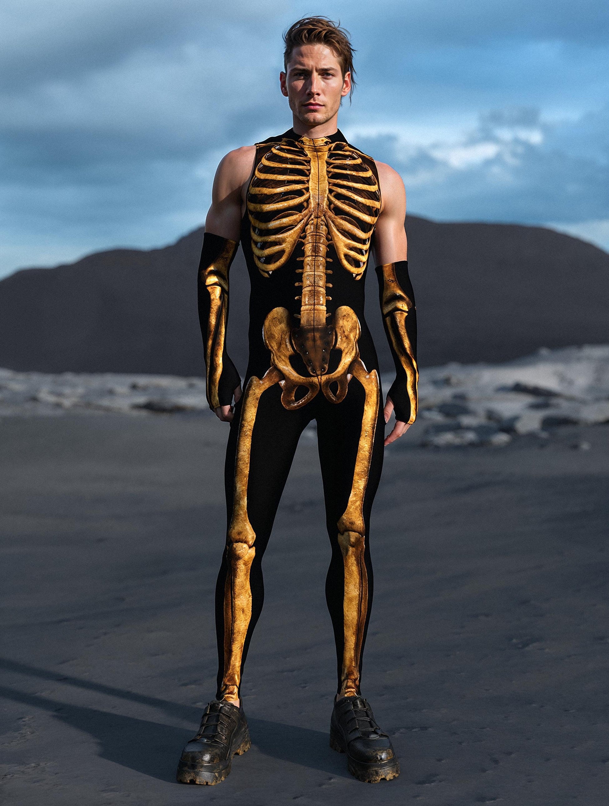 Dirty Candy Skeleton Male Sleeveless Costume 2