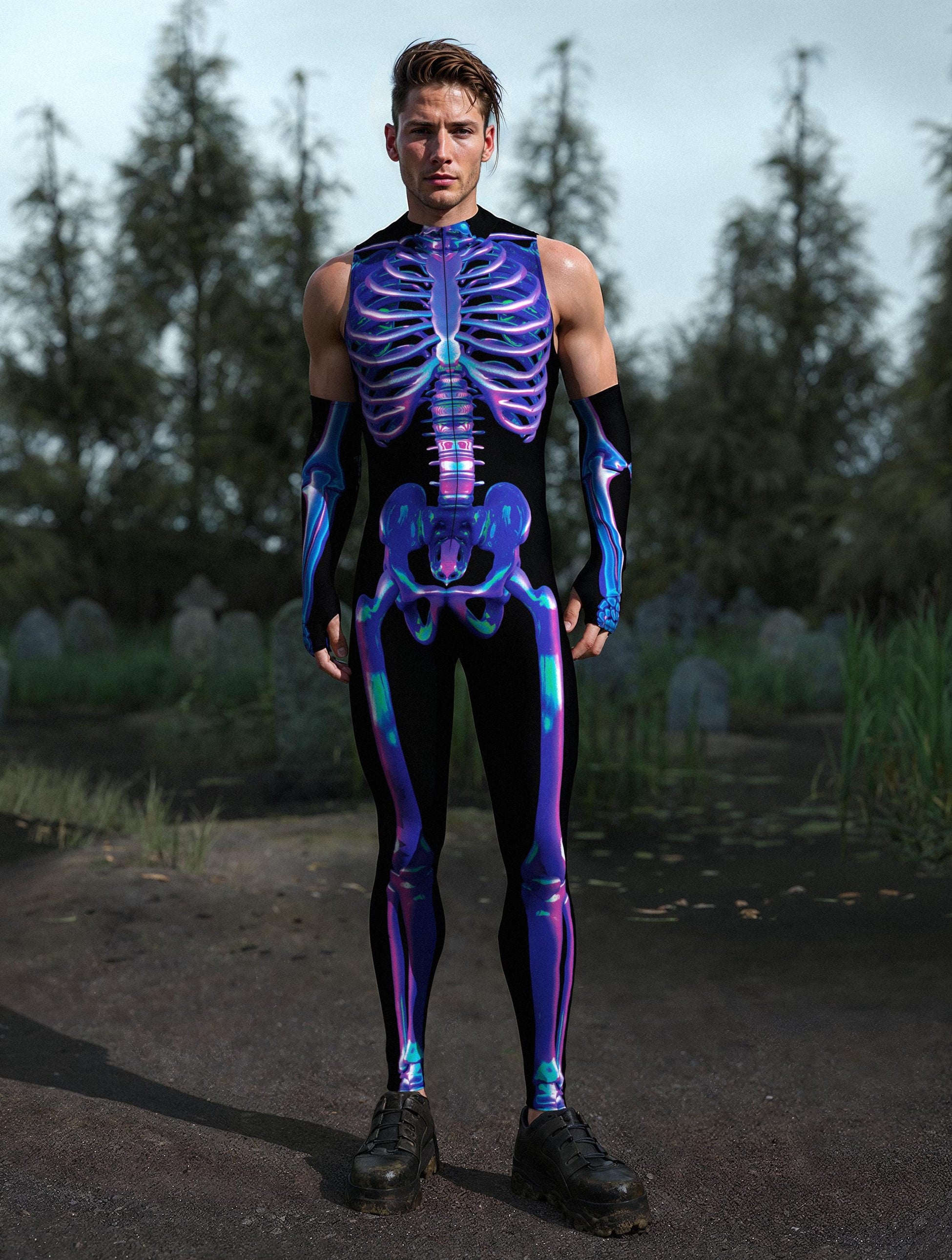 Shifty Skeleton Male Sleeveless Costume 2