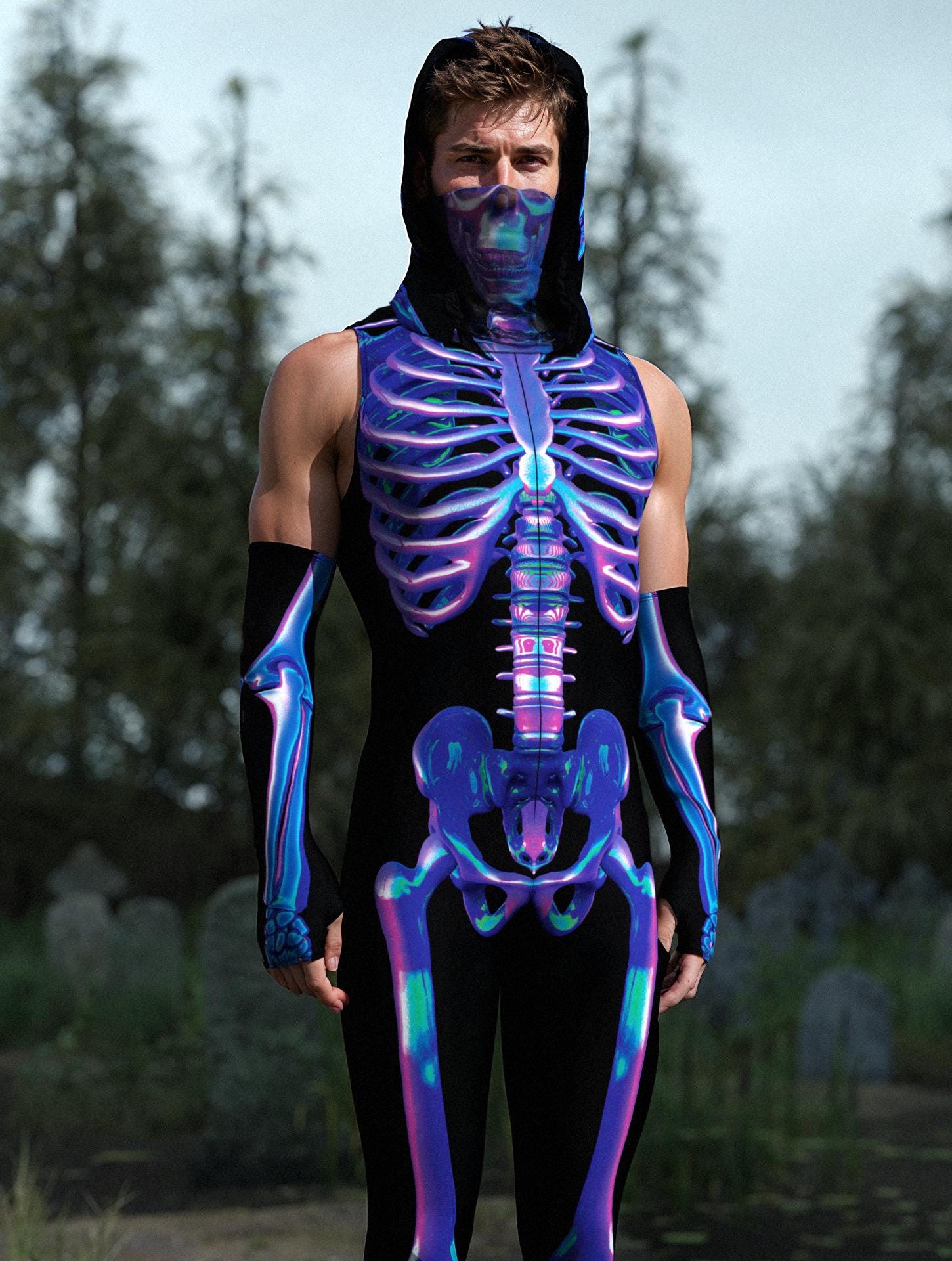 Shifty Skeleton Male Sleeveless Costume 1