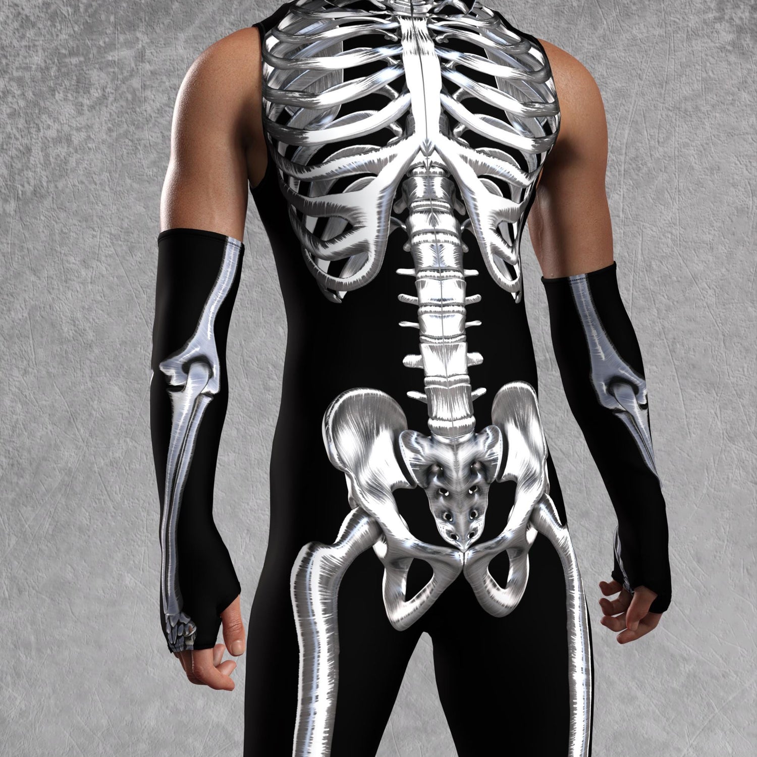 Silver Candy Skeleton Male Sleeveless Costume 6