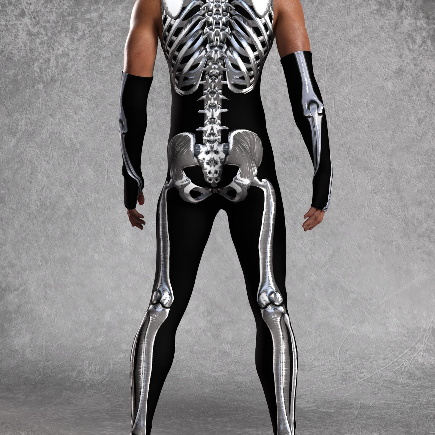 Men Silver Candy Skeleton Male Sleeveless Costume
