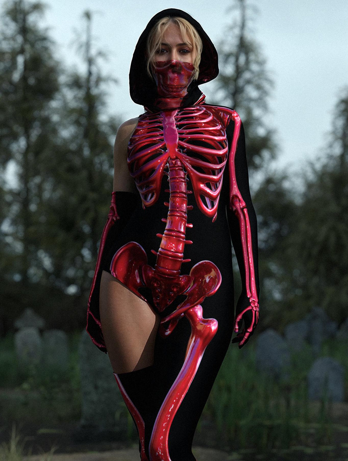 Crimson Bones Asymmetrical Costume