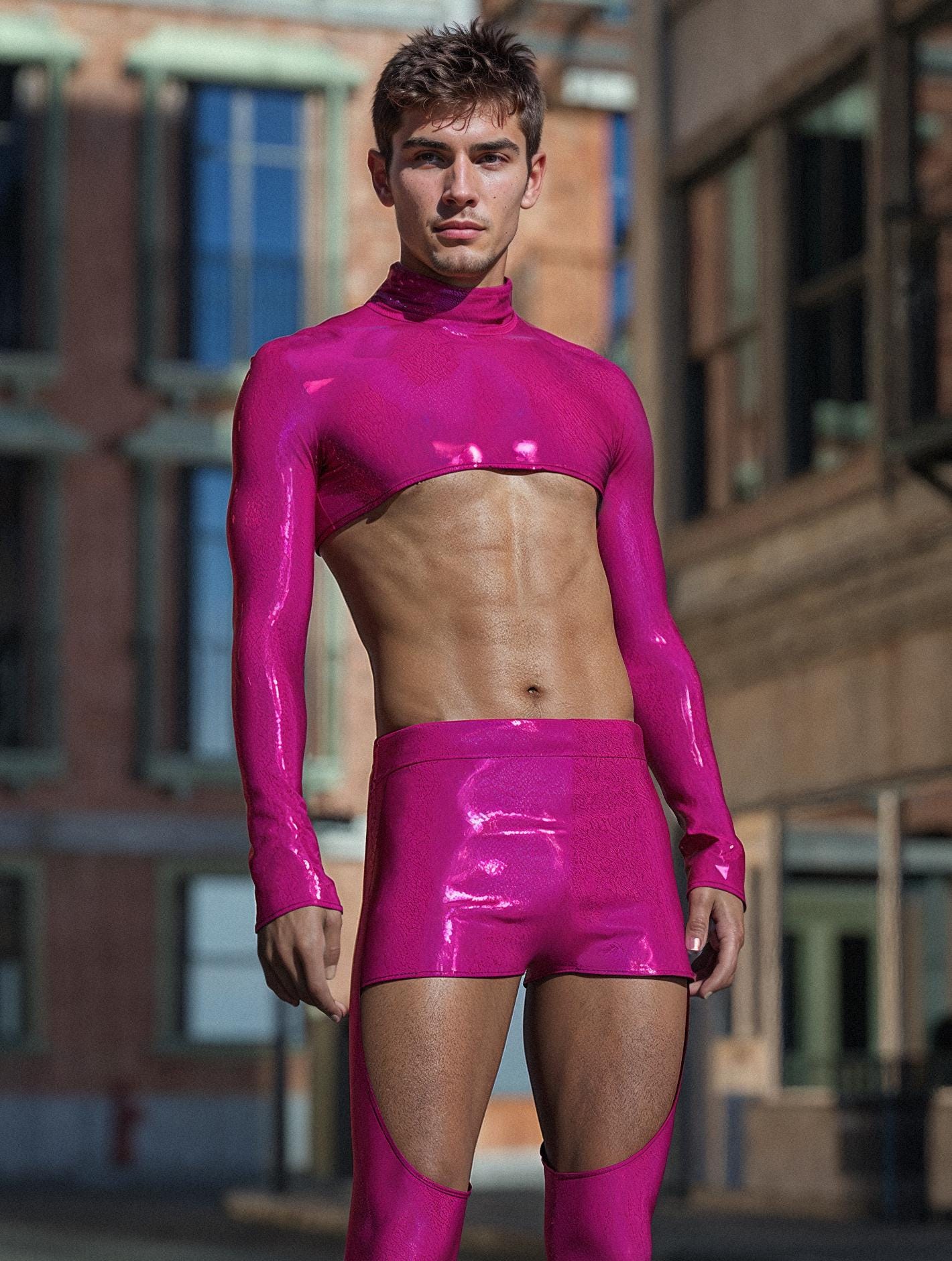 Luxe Pink Male Charlestone Chaps 1