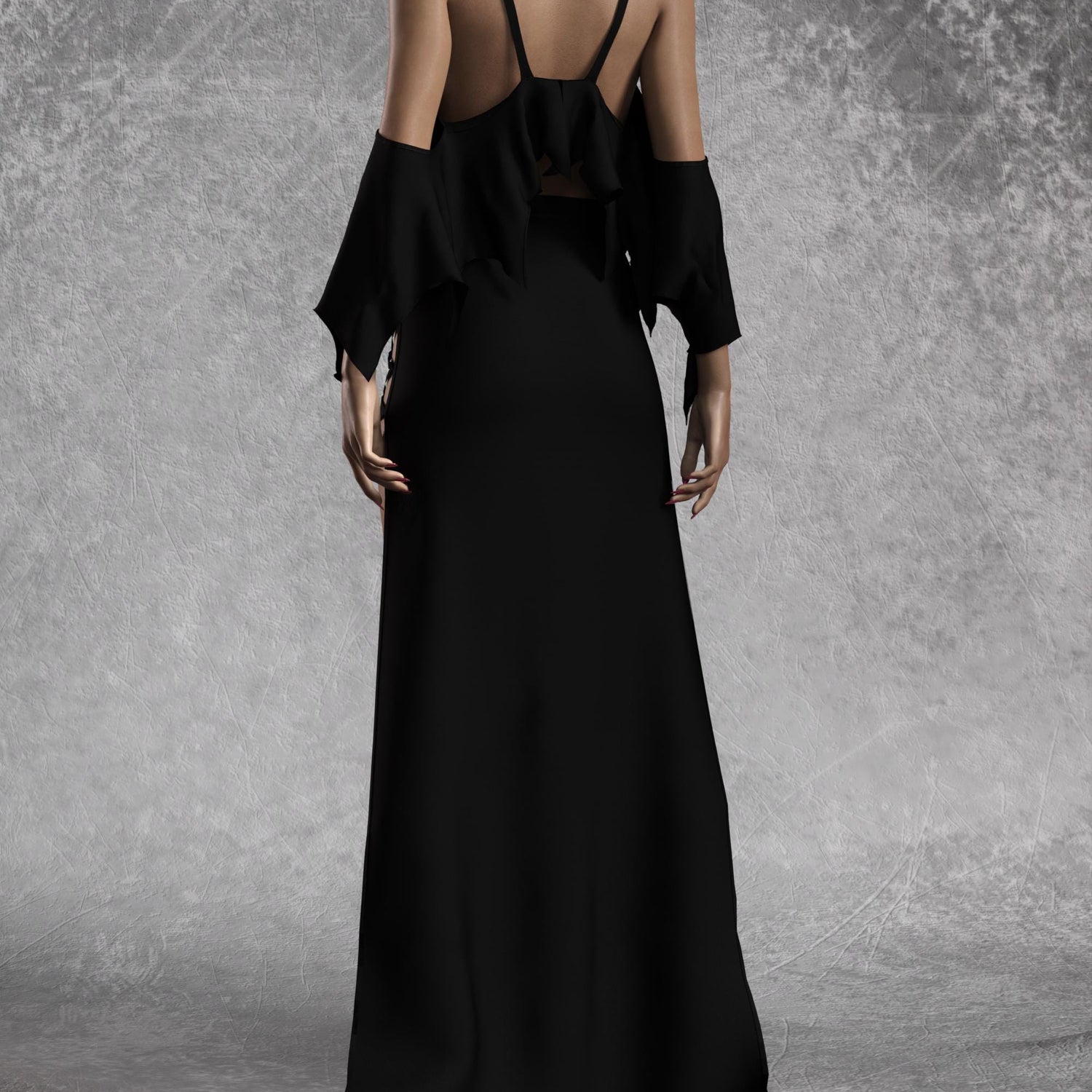 Women Just Black Cross Duster Skirt