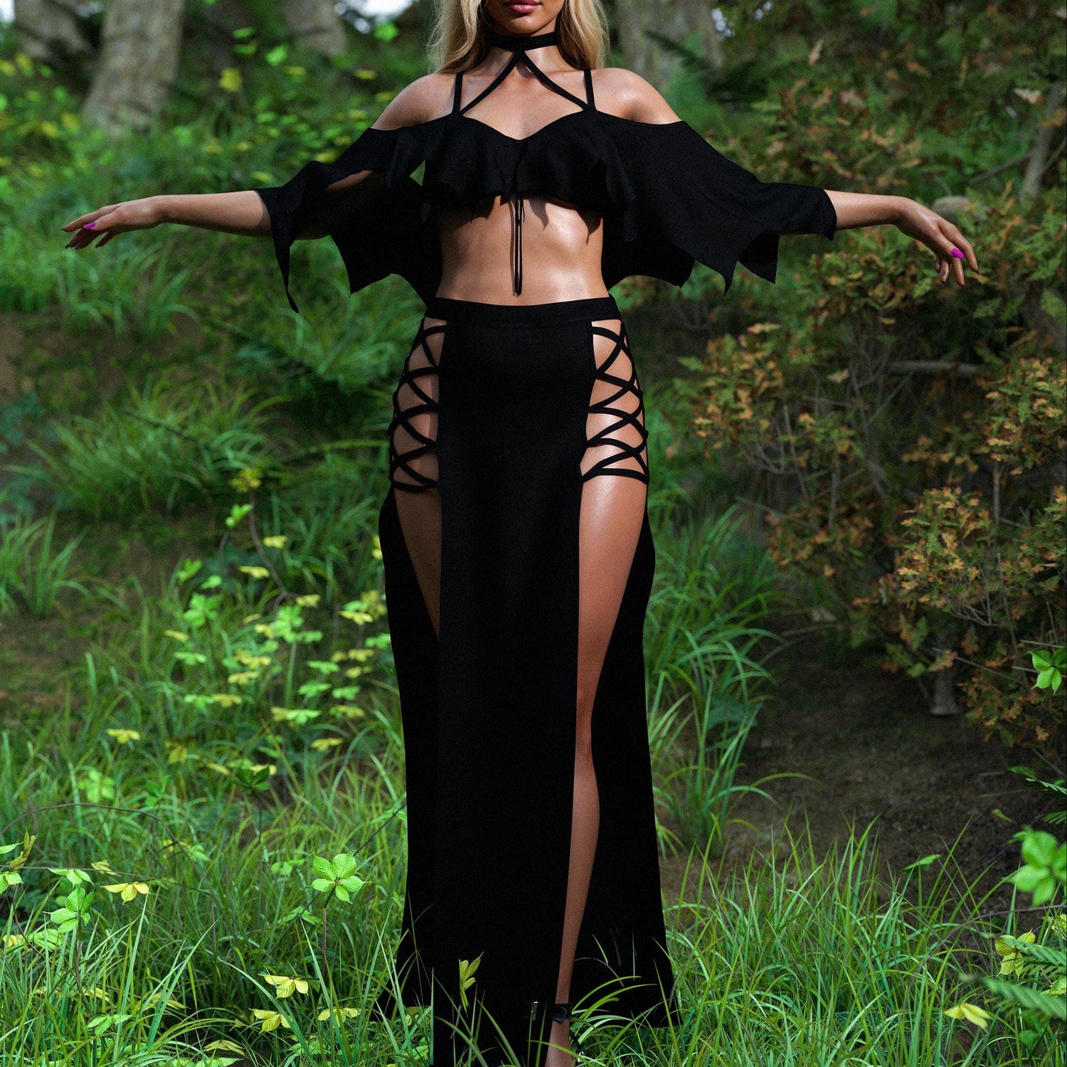 Just Black Cross Duster Skirt 3