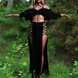 Just Black Cross Duster Skirt
