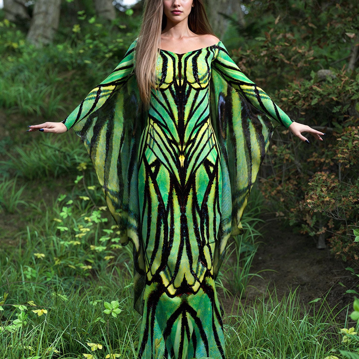 Ancient Tales Gown Dress UV Reactive, Lycra