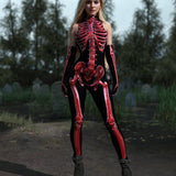 Crimson Bones Bare Back Catsuit