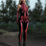 Crimson Bones Bare Back Catsuit