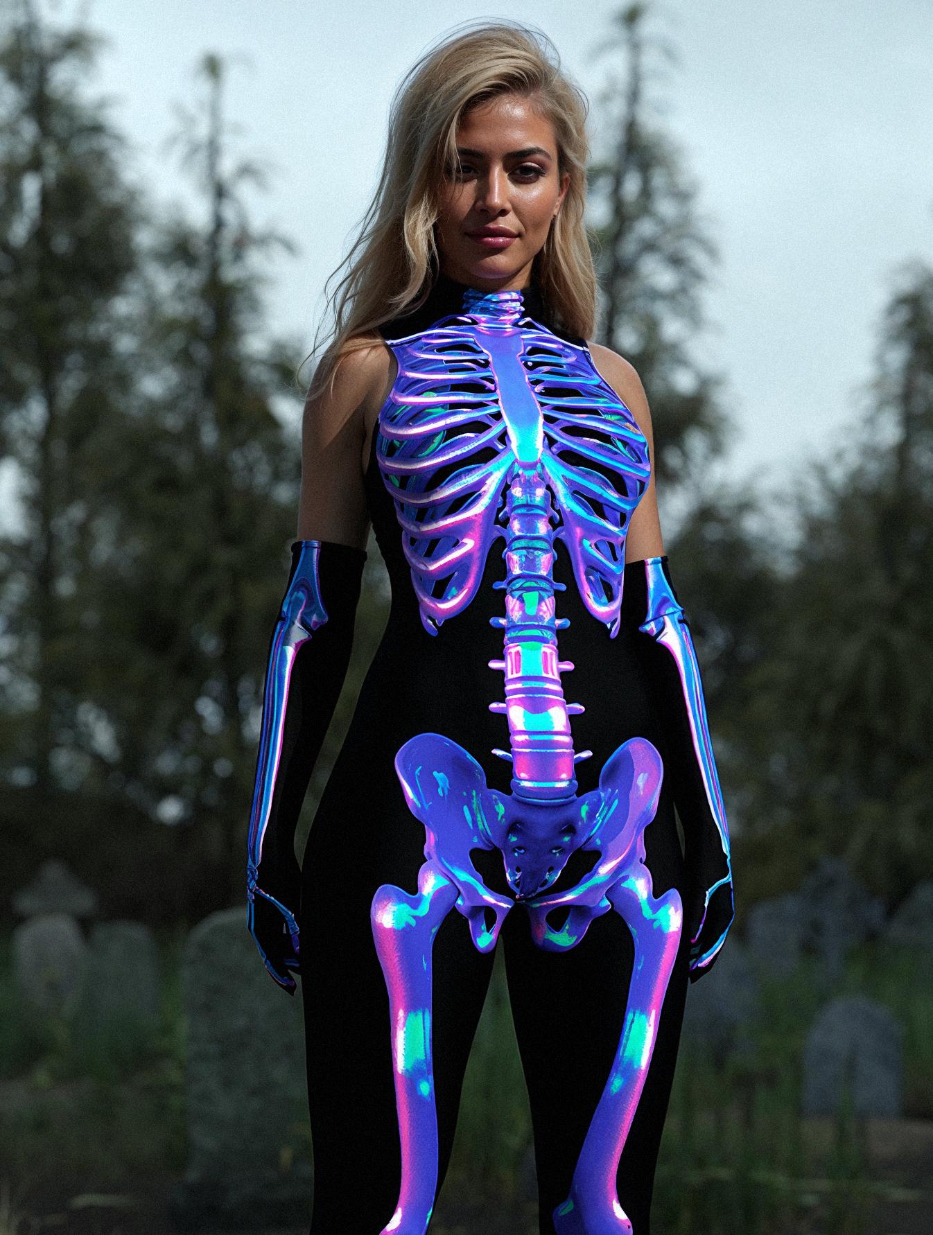 Shifty Skeleton Bare Back Catsuit 1