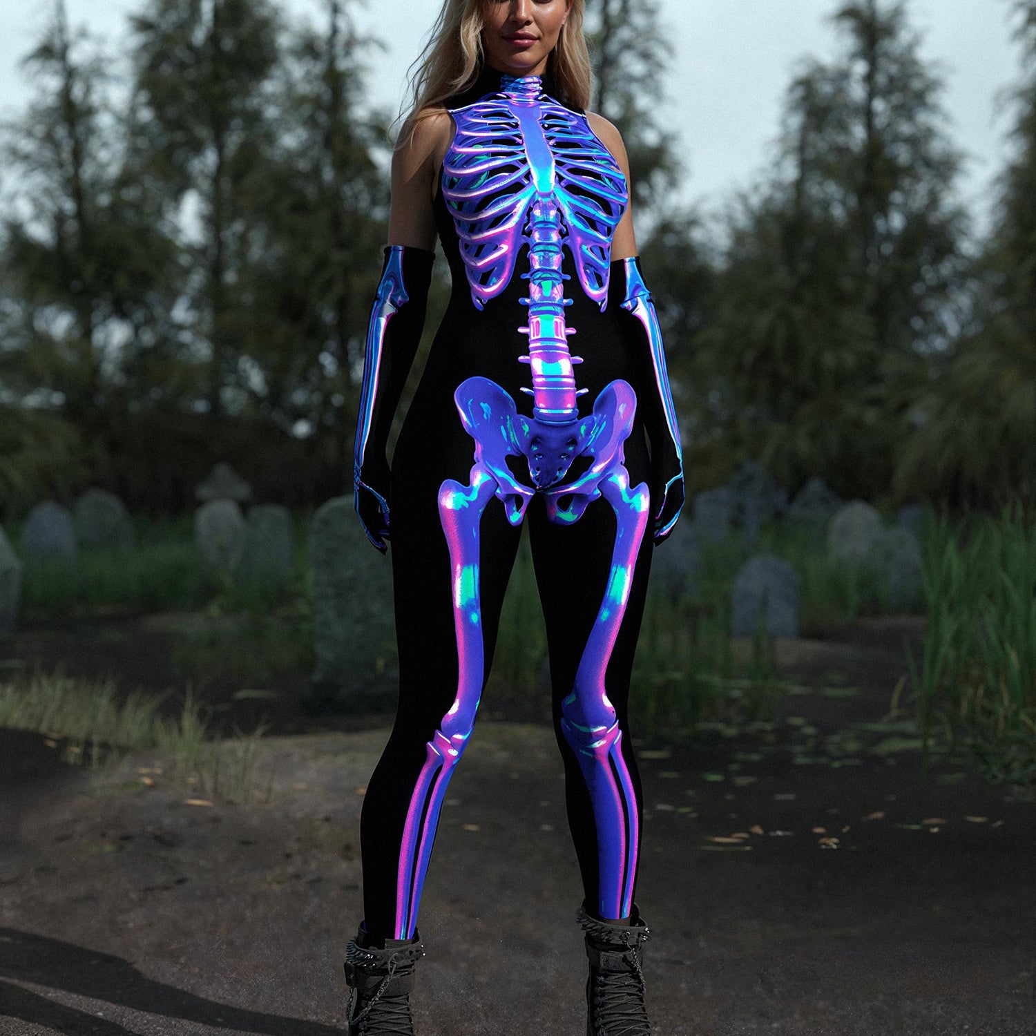 Shifty Skeleton Bare Back Catsuit 3