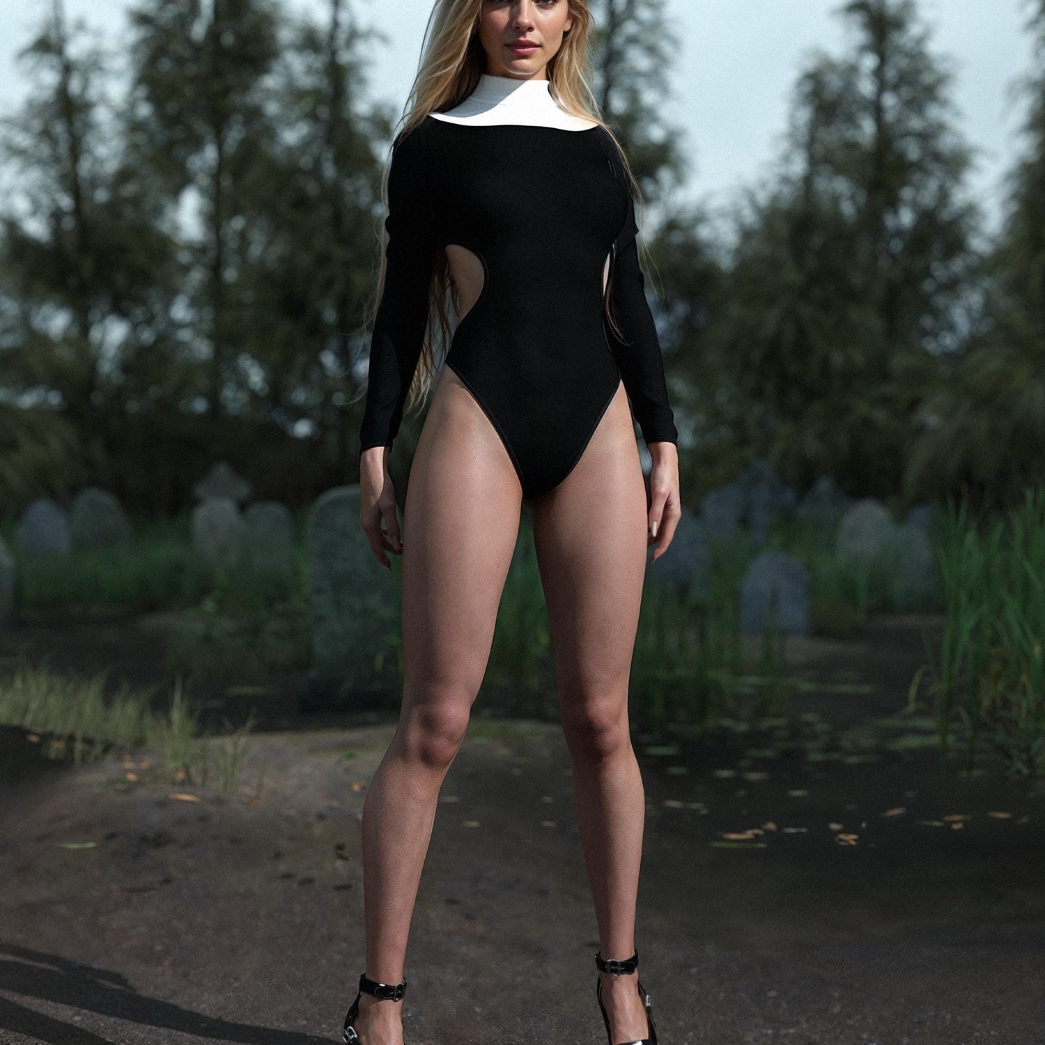 Holy Temptation Cutout Bodysuit Black