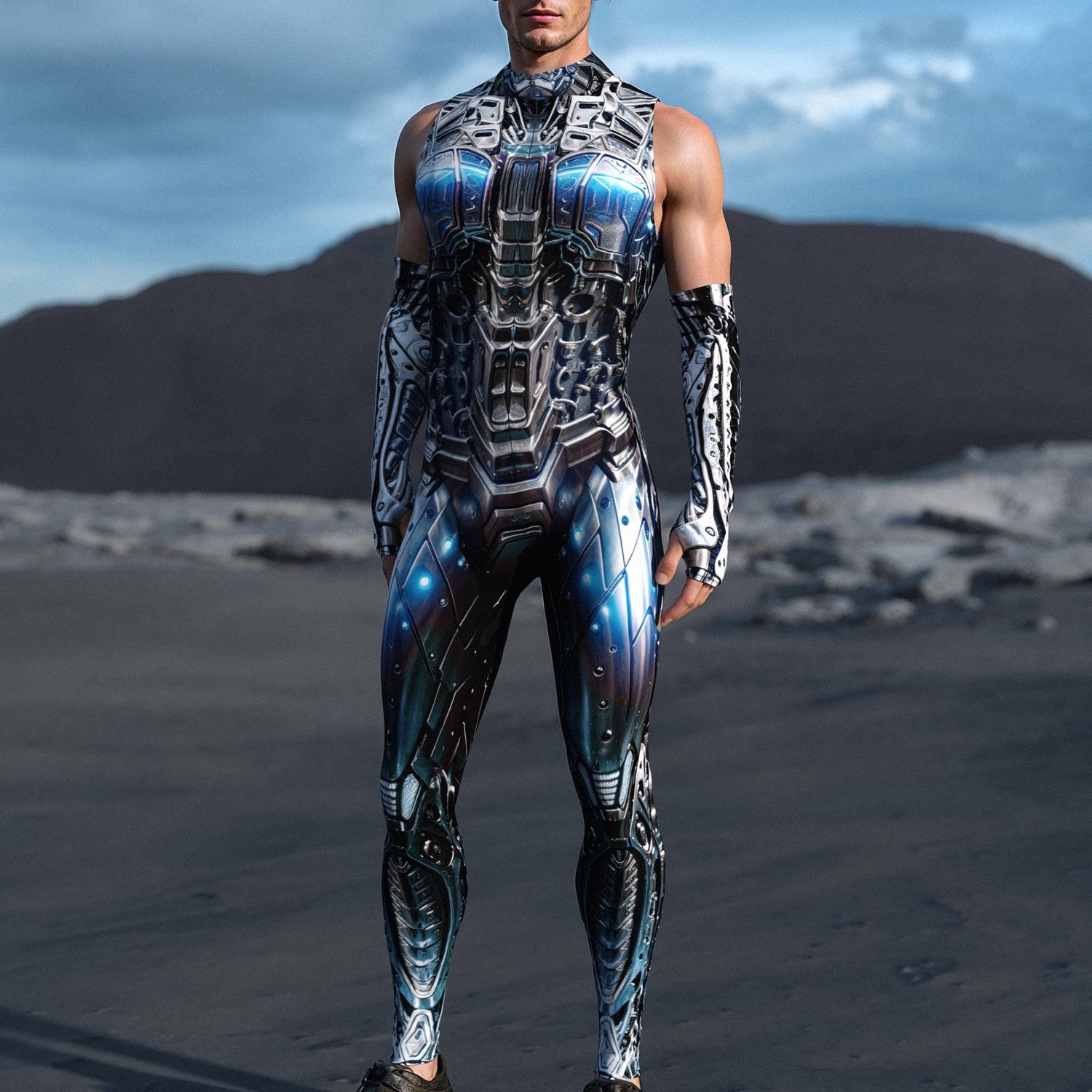 Transformer Male Sleeveless Costume Blue