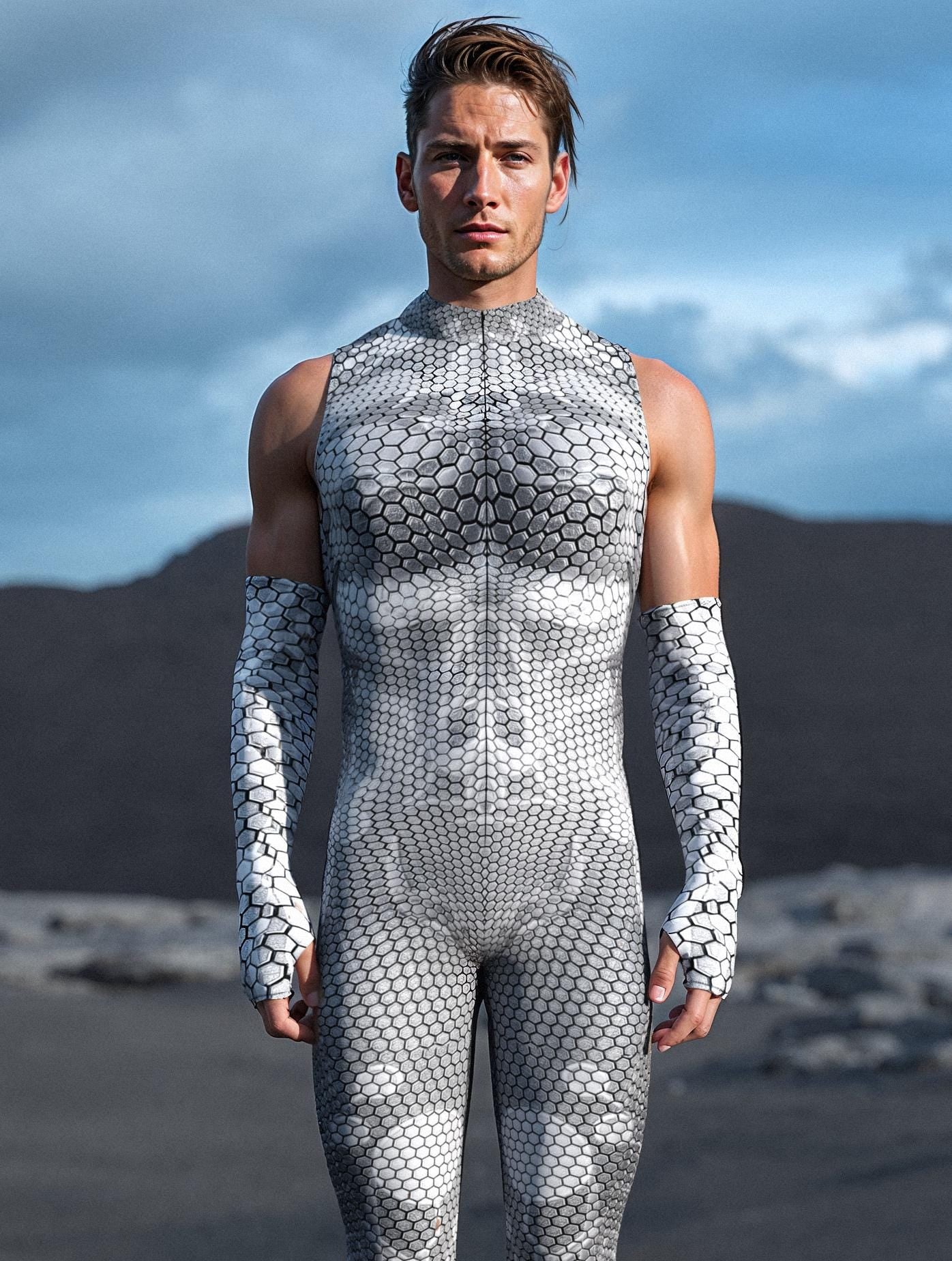 Myriad Walker Silver Male Sleeveless Costume 1