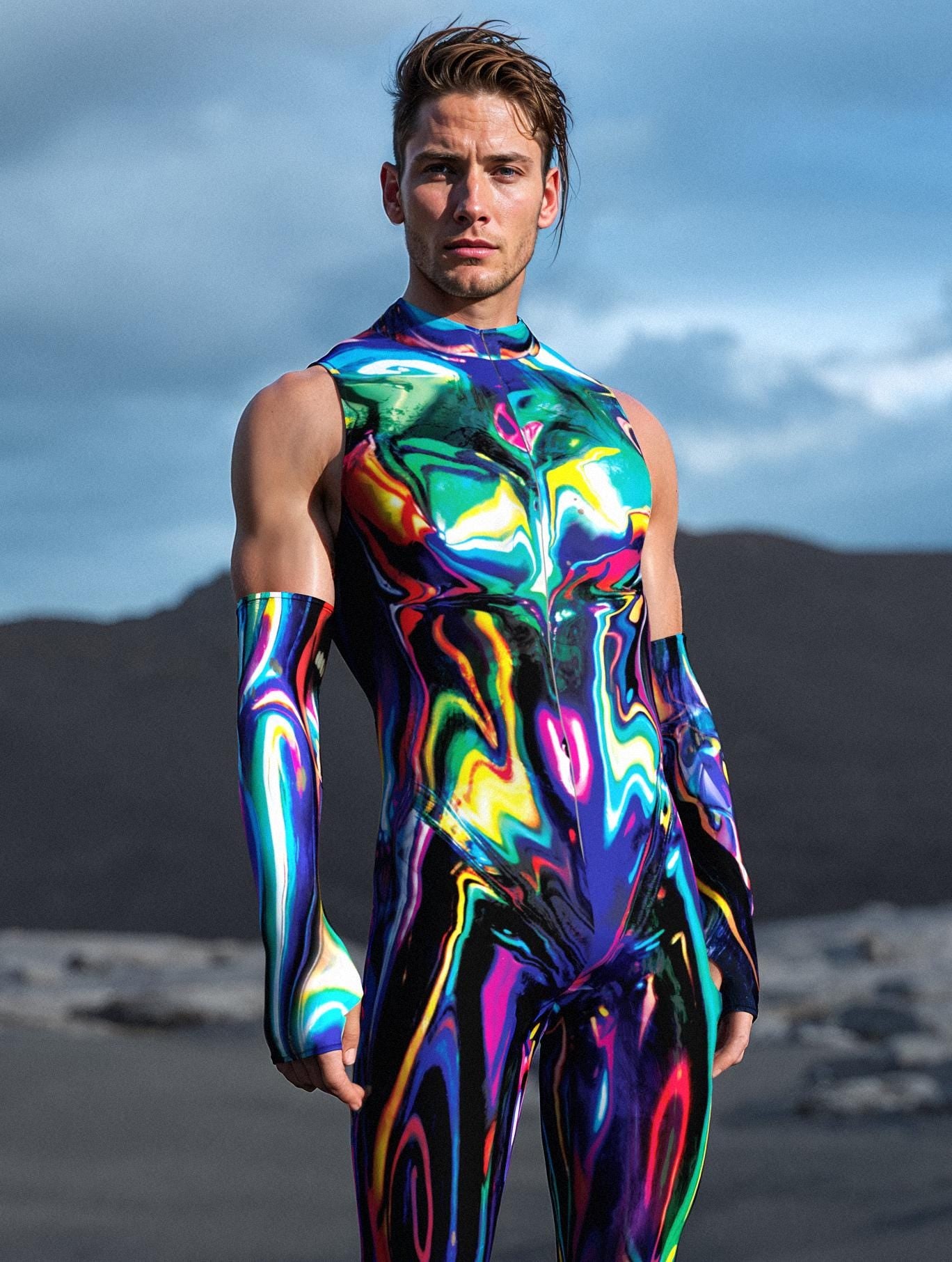 Chrome Delight Male Sleeveless Costume