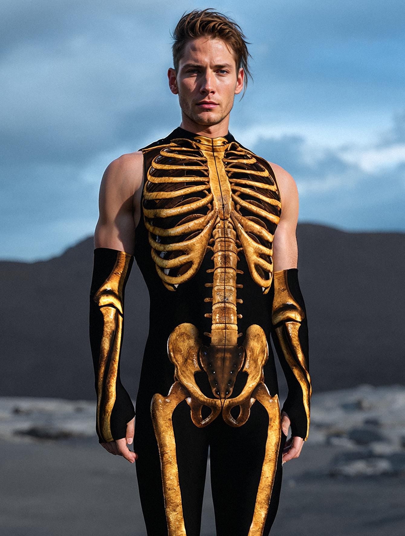 Dirty Candy Skeleton Male Sleeveless Costume 1