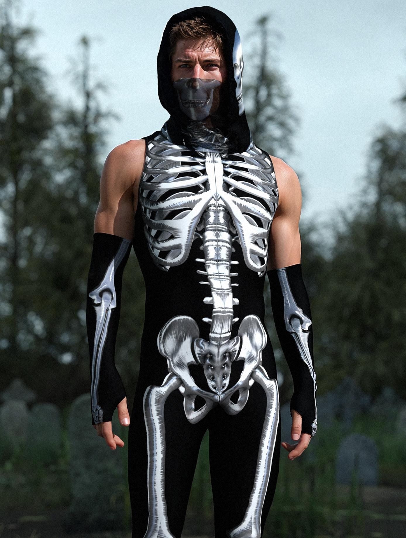 Silver Candy Skeleton Male Sleeveless Costume 1