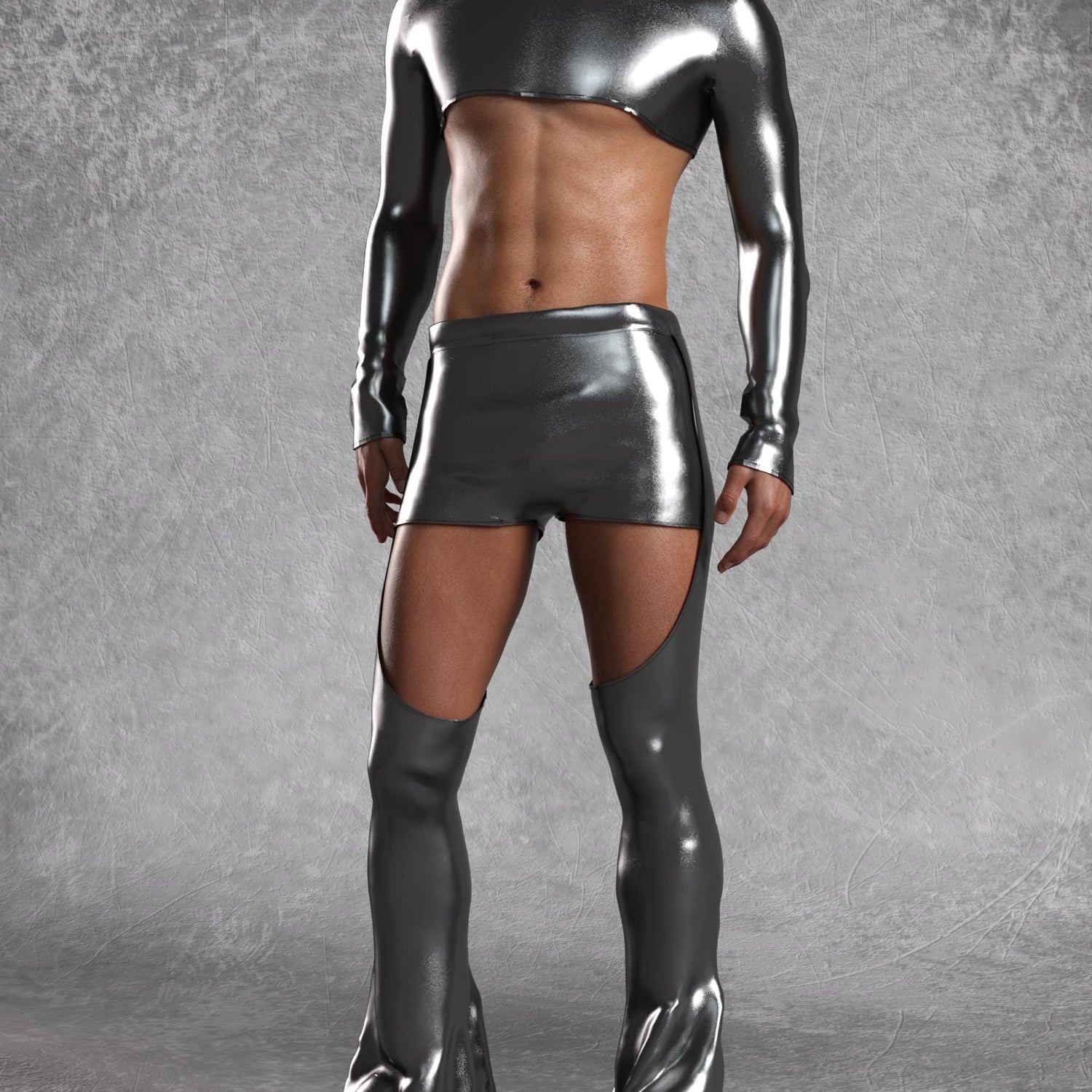Silver Dusk Male Crop Top Sparkly