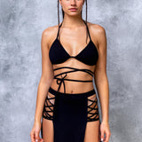 Just Black Cross Duster Skirt Set