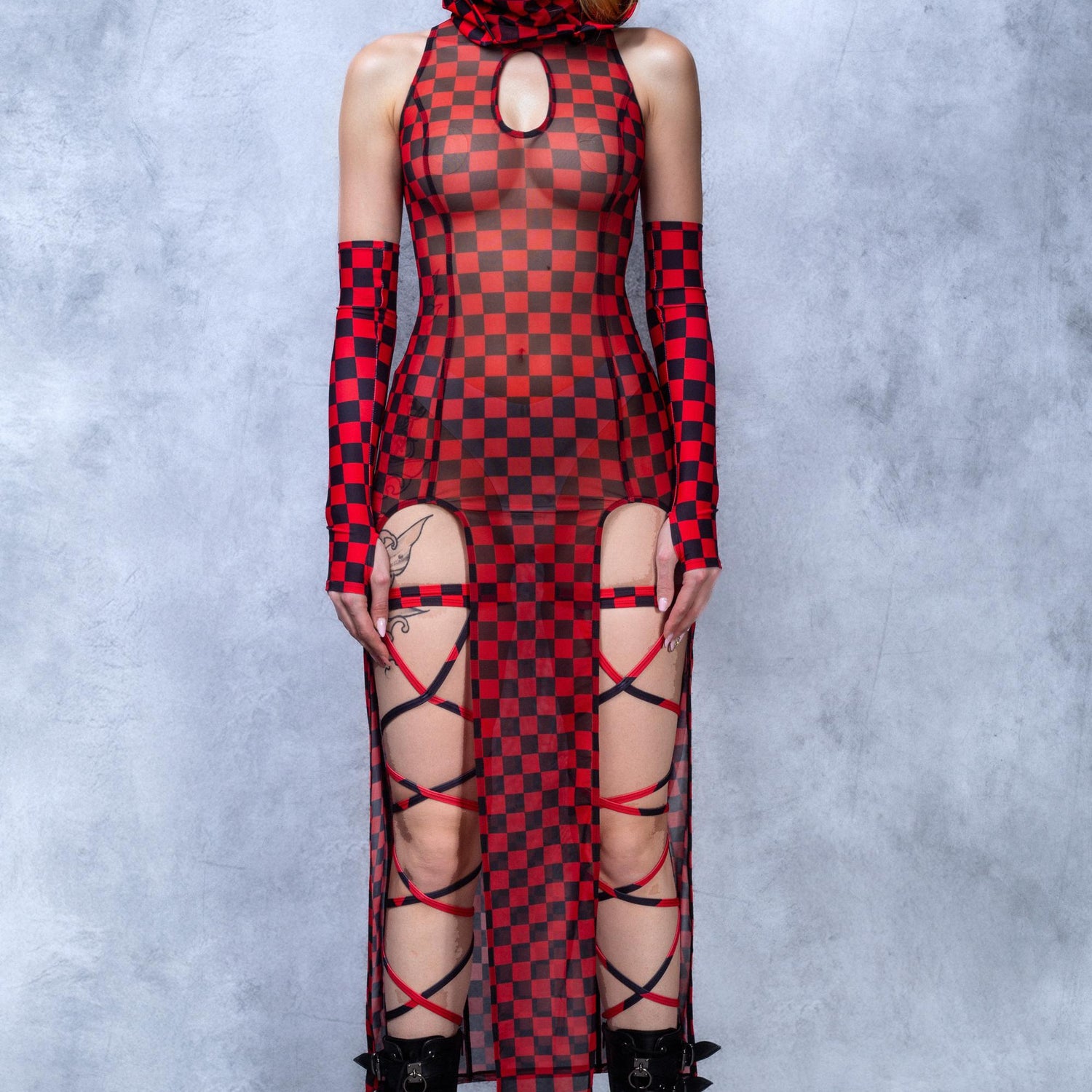 Red Flag Rave Hood Lycra, Mesh