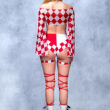Red Clown Mesh Off Shoulder Top