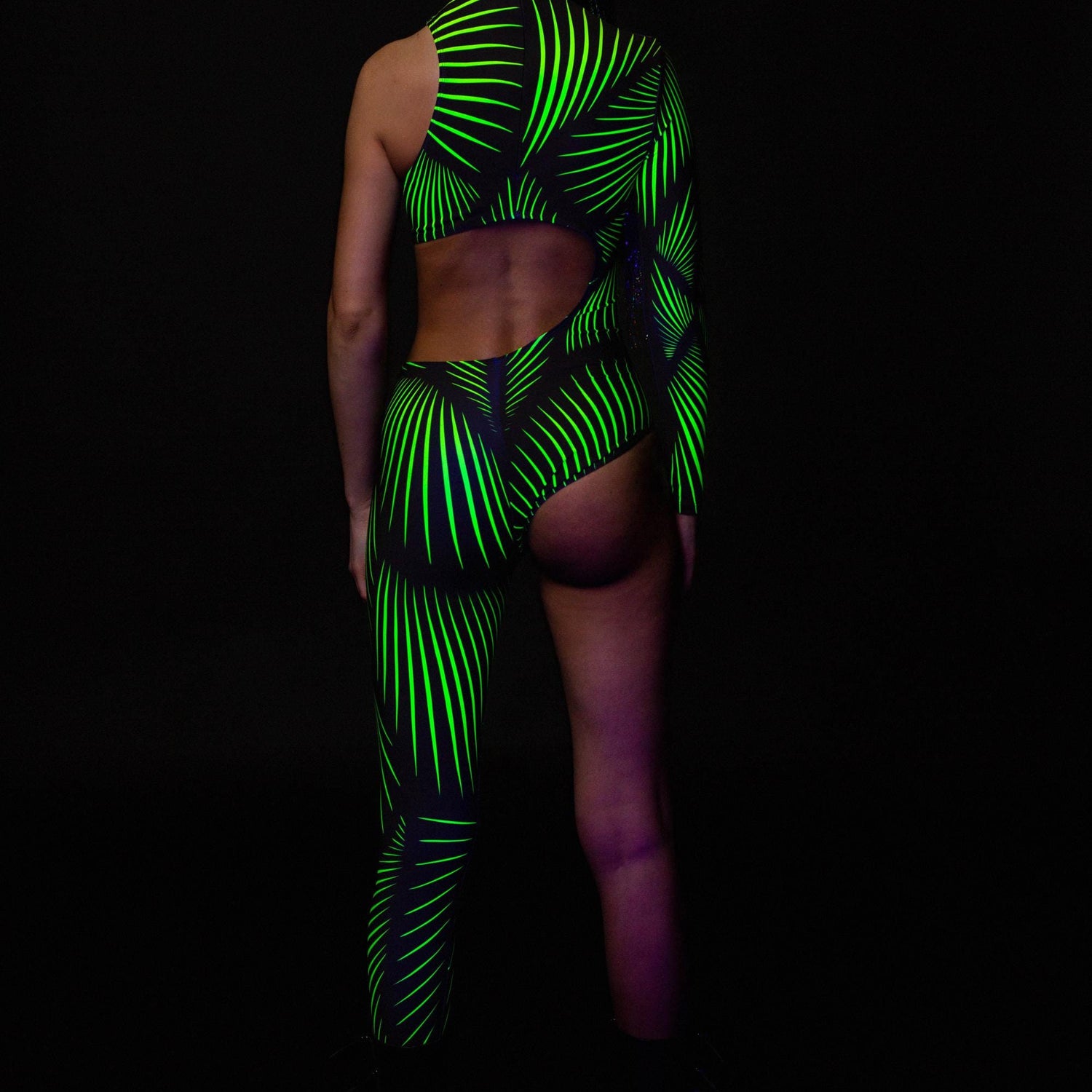 Light Diversions Green Asymmetrical Costume Lycra, UV Reactive