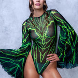 Acid Burst Mesh Bare Back Leotard
