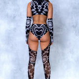 All Laced Up Chaps Leotard Gloves Set