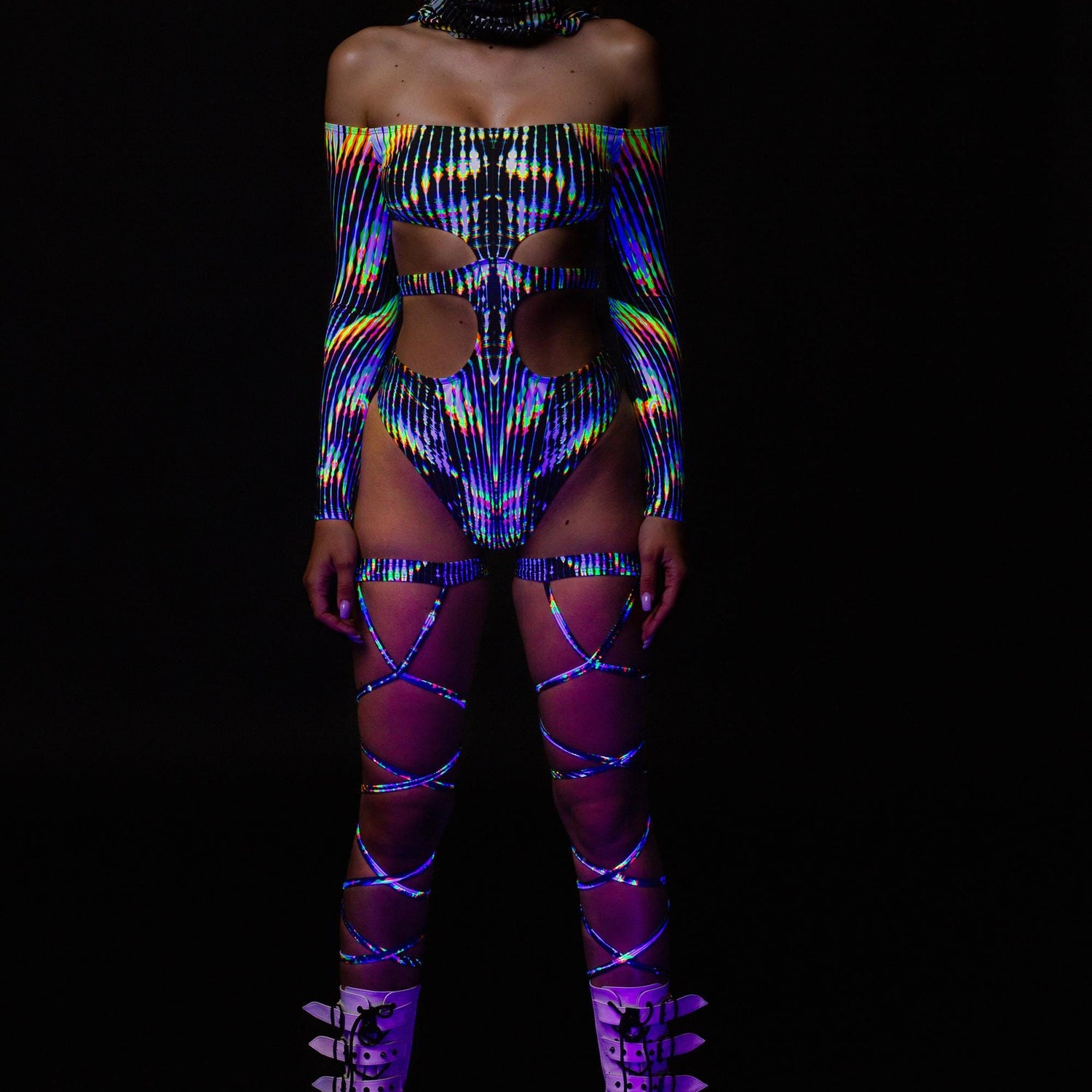 Women Trance Fusion Cutout Bodysuit Set