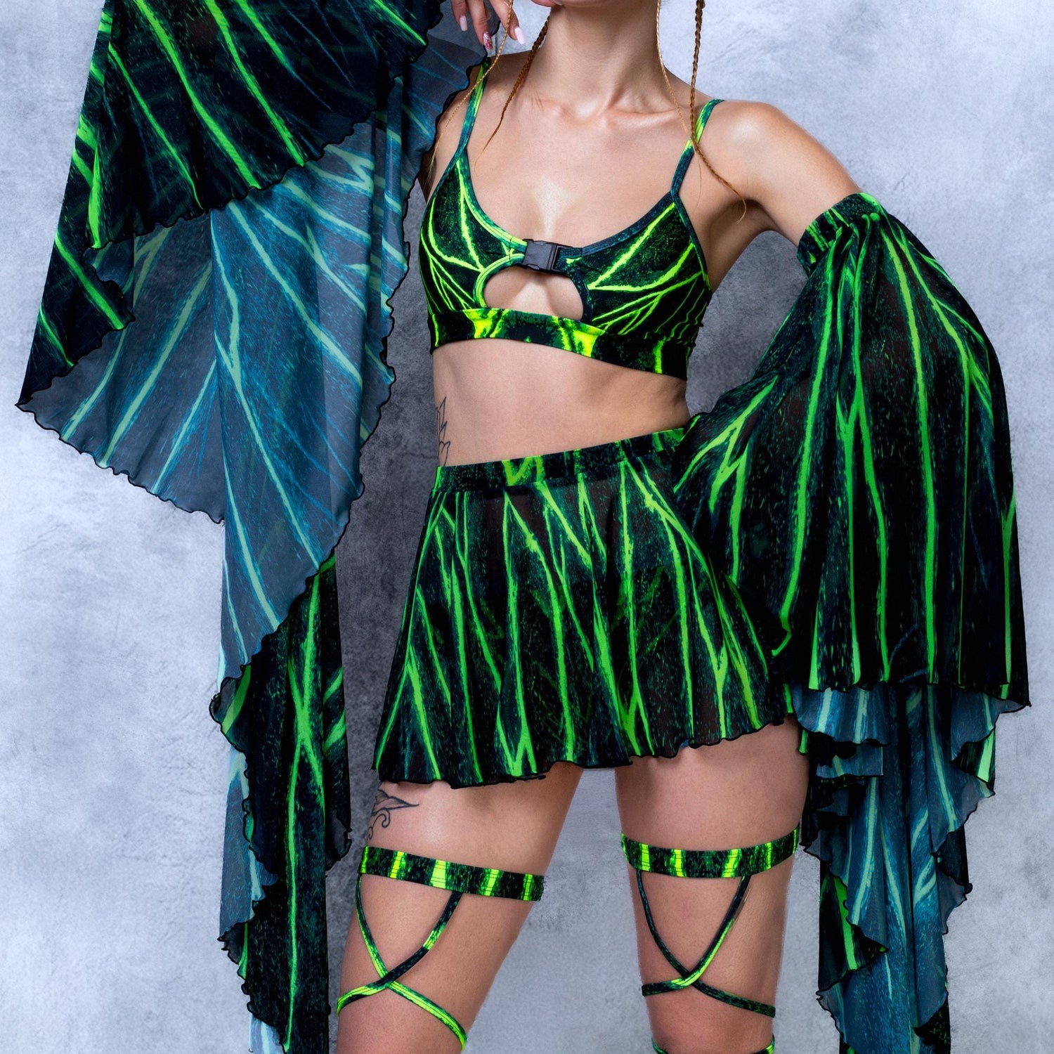 Acid Burst Mini Cloche Skirt Mesh, UV Reactive