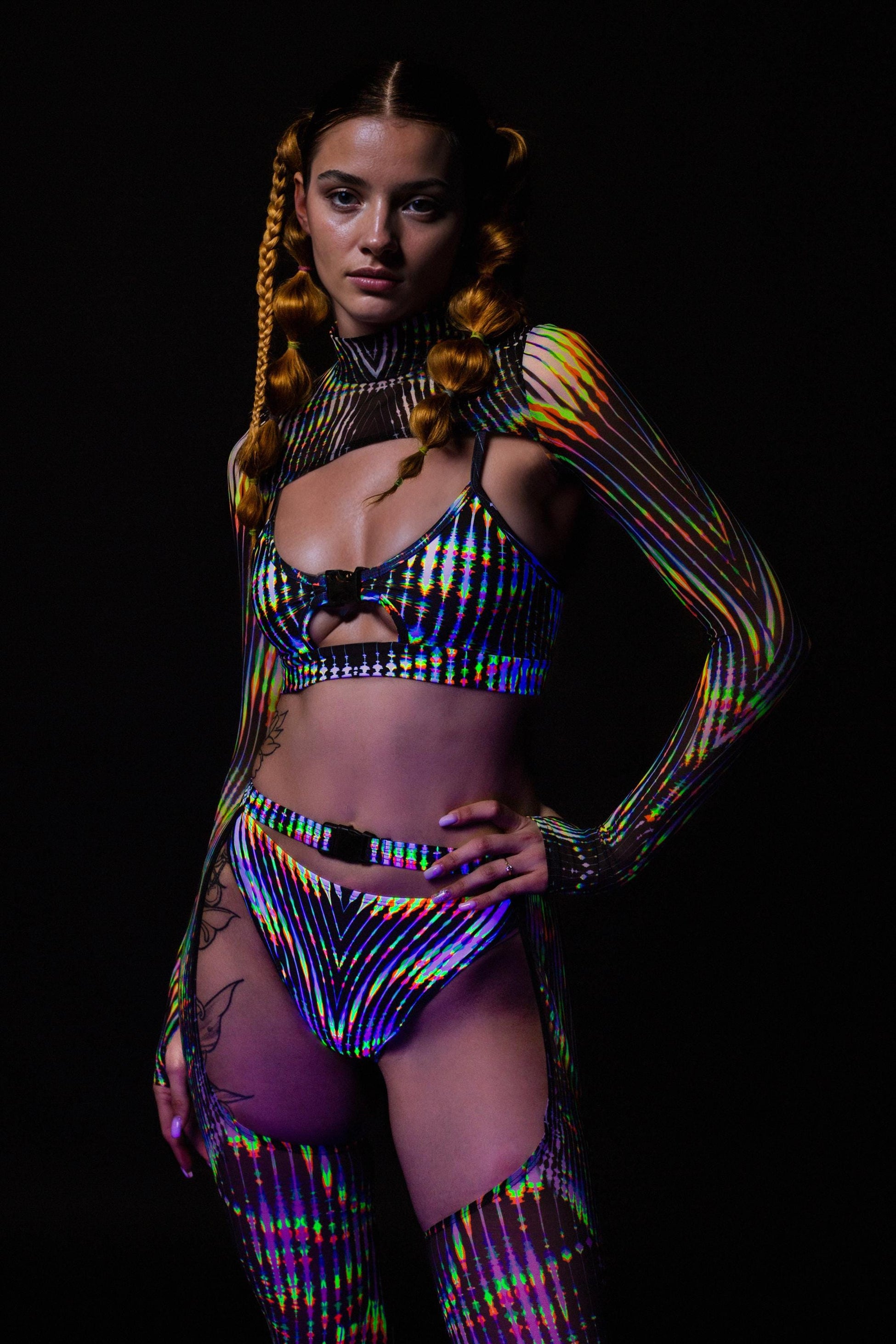 Trance Fusion Buckle Mesh Chaps Set 2