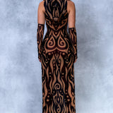 Oculus Dark Mesh Rave Hood Dress Set